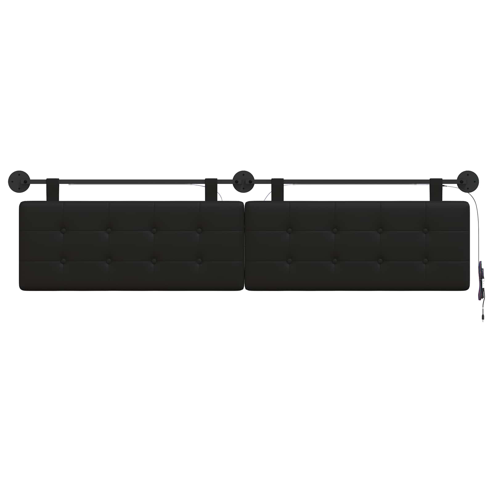 Tête de lit suspendue Avec lumière LED Noir Simili cuir - XIOS
