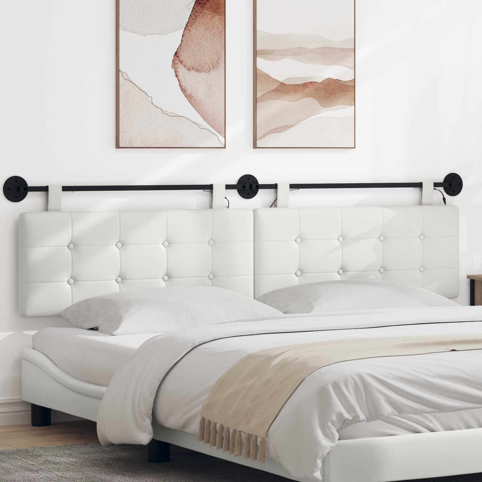 Tête de lit suspendue Avec lumière LED Blanc Simili cuir - XIOS