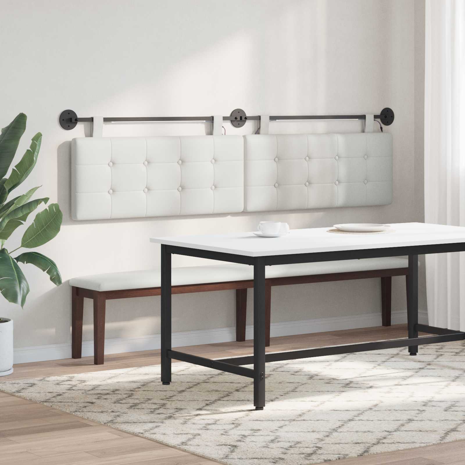 Tête de lit suspendue Avec lumière LED Blanc Simili cuir - XIOS