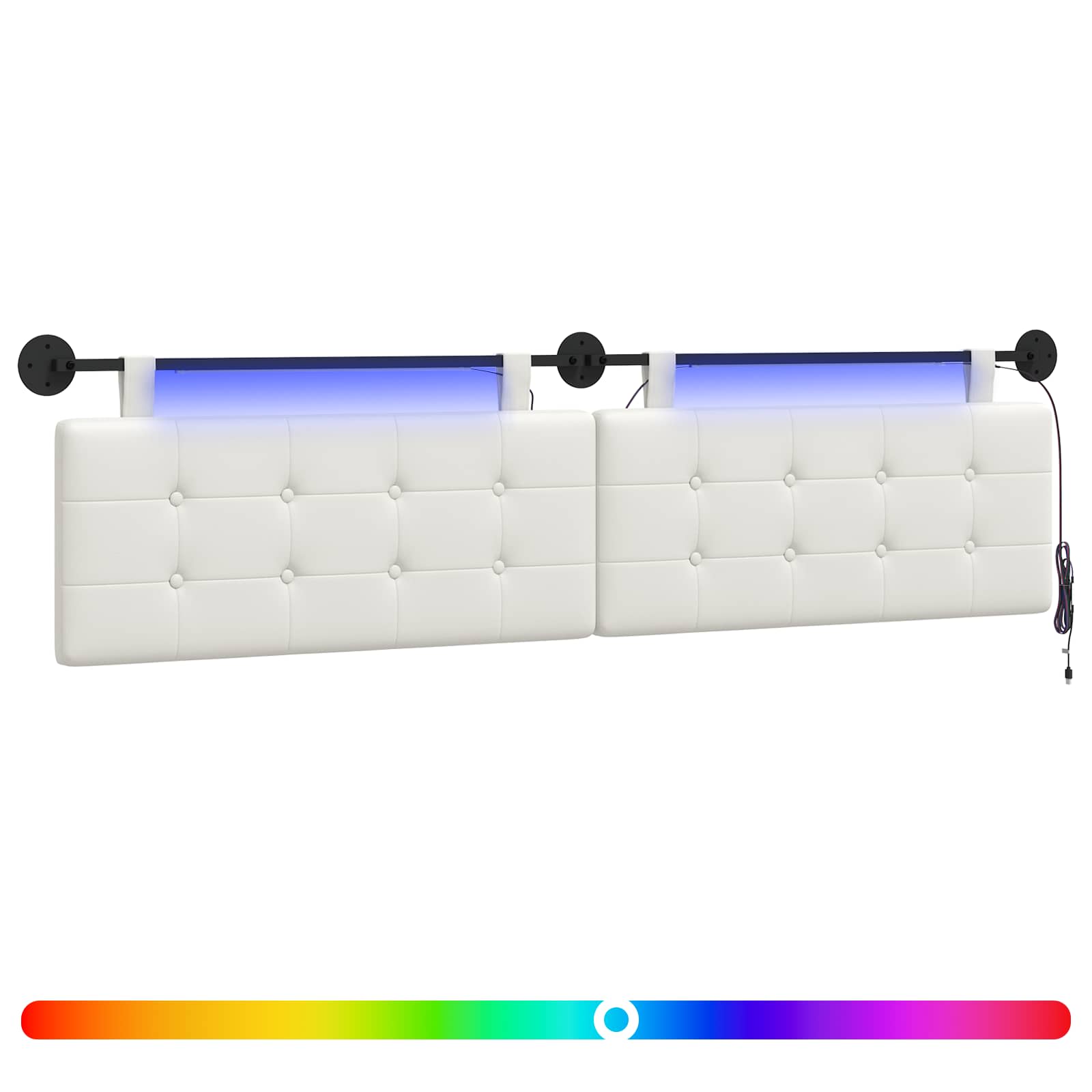Tête de lit suspendue Avec lumière LED Blanc Simili cuir - XIOS