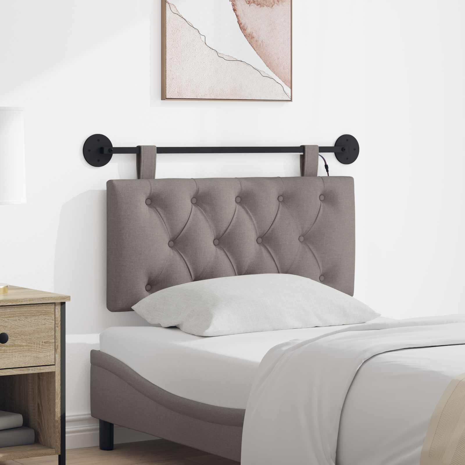Tête de lit suspendue Avec lumière LED Taupe Tissu - XIOS