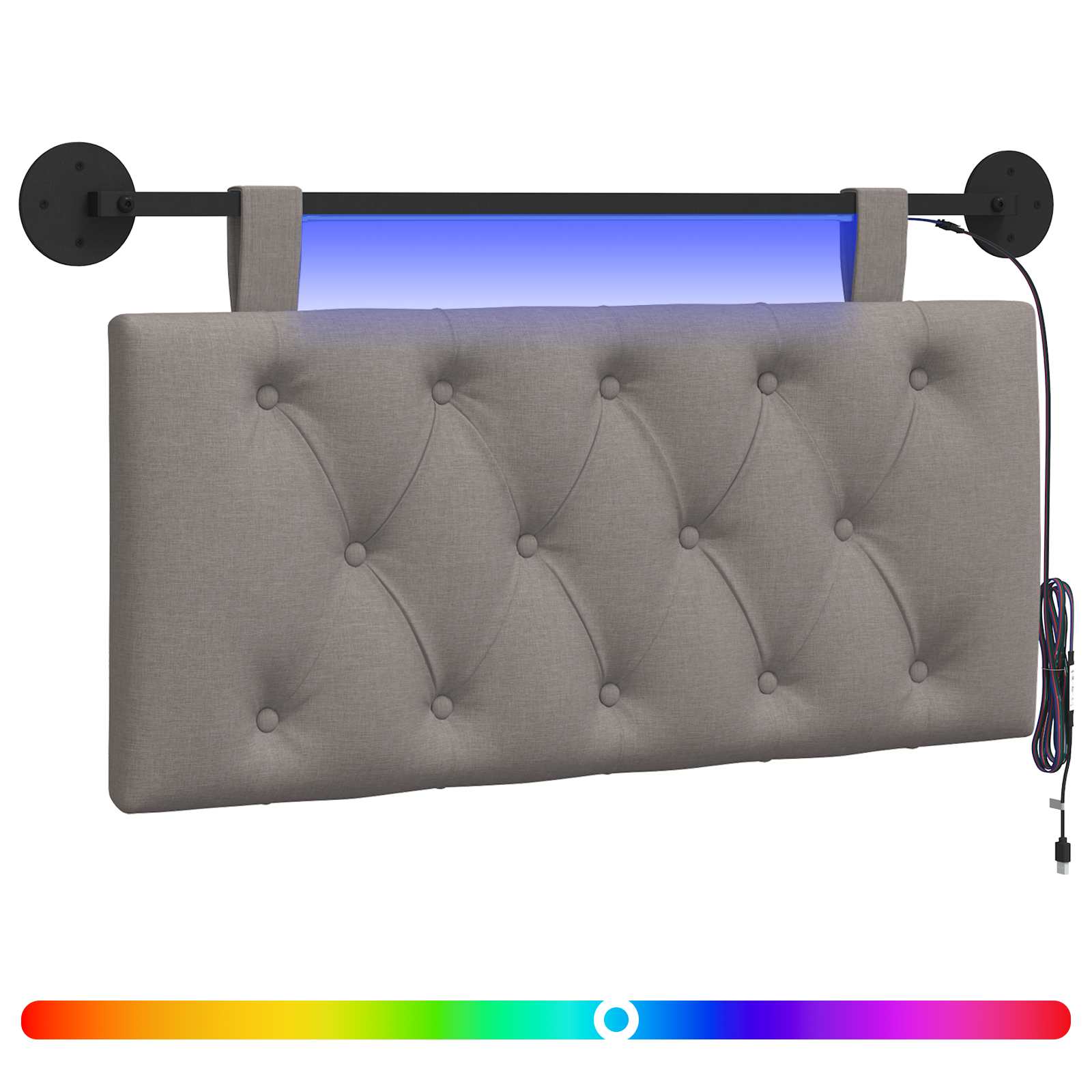 Tête de lit suspendue Avec lumière LED Taupe Tissu - XIOS
