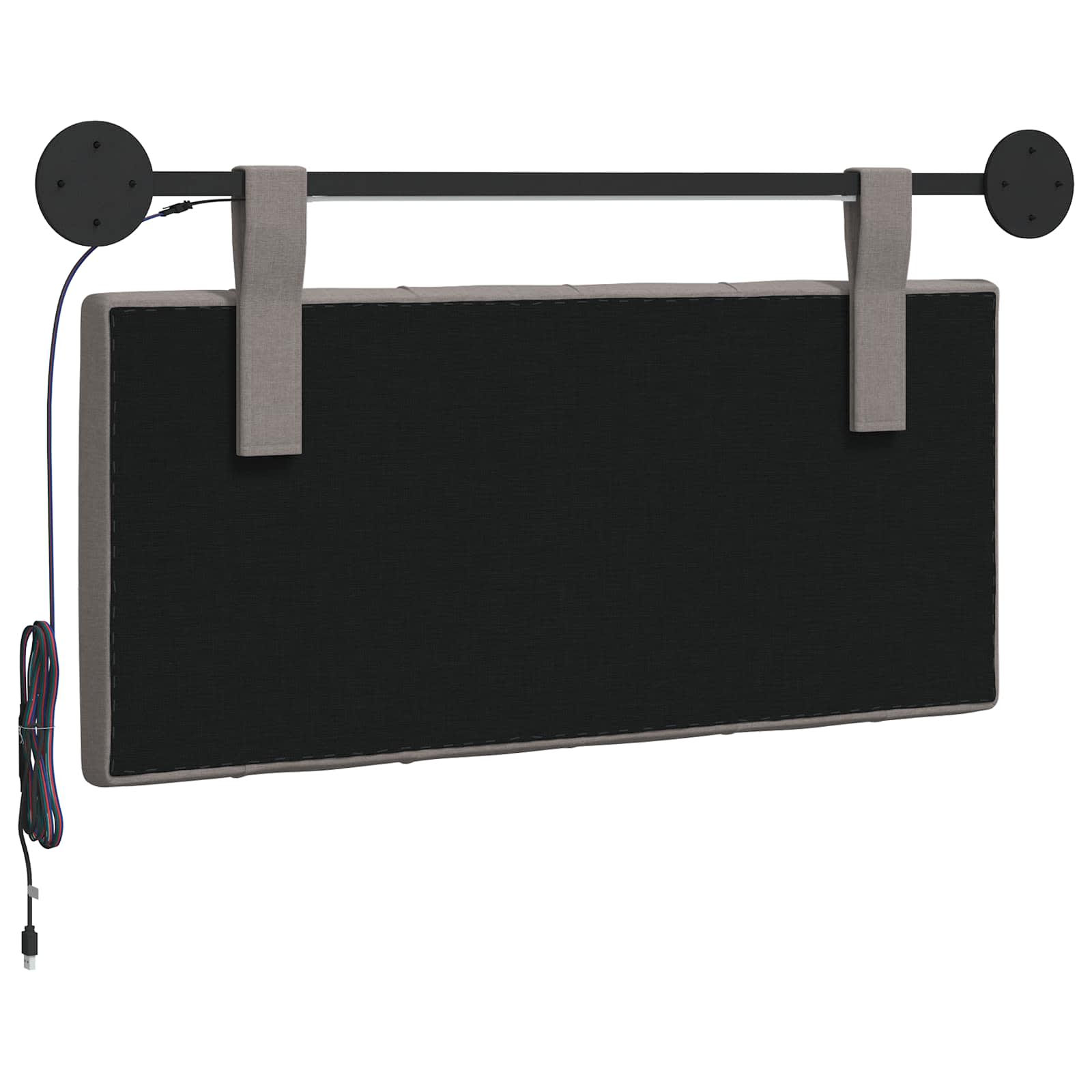 Tête de lit suspendue Avec lumière LED Taupe Tissu - XIOS