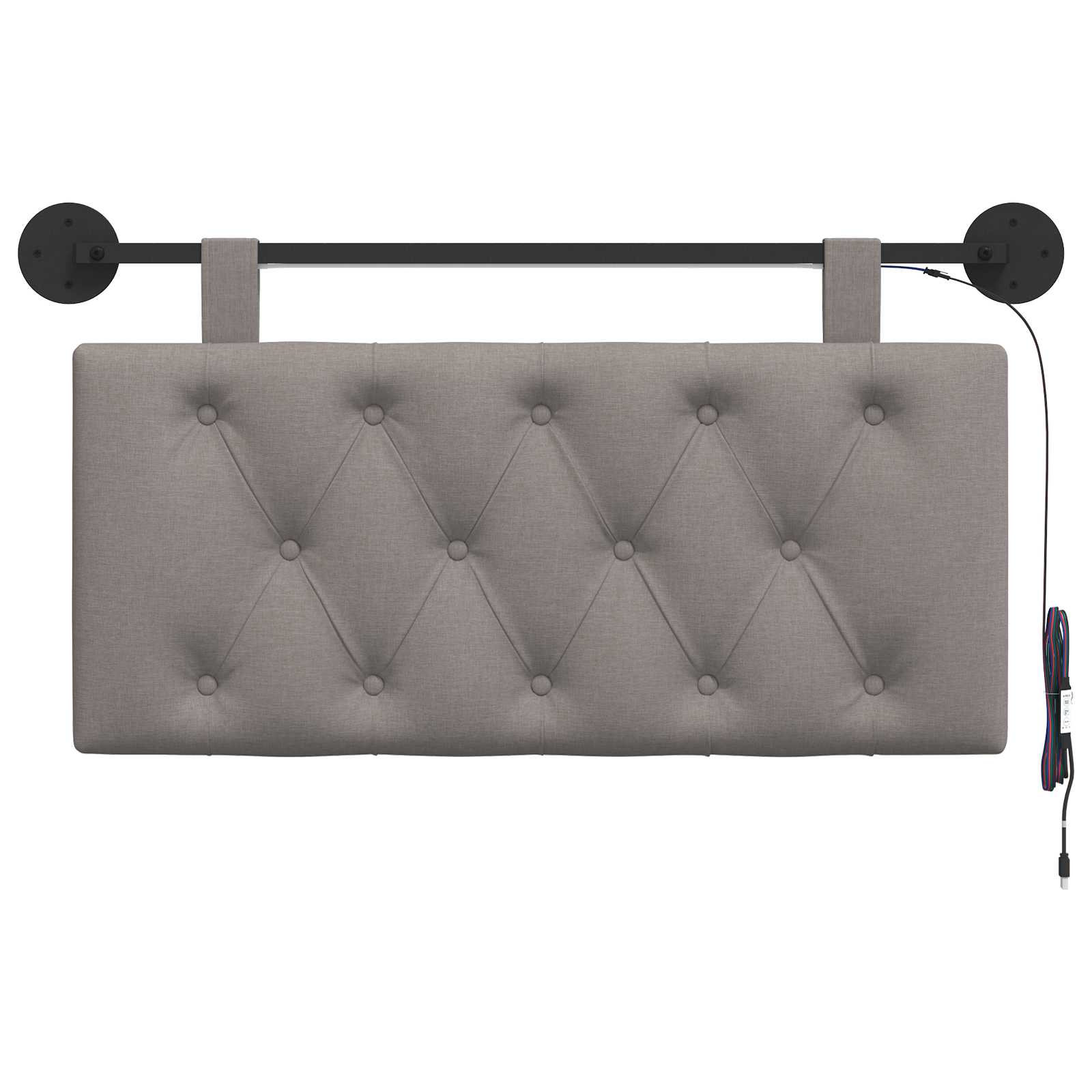 Tête de lit suspendue Avec lumière LED Taupe Tissu - XIOS