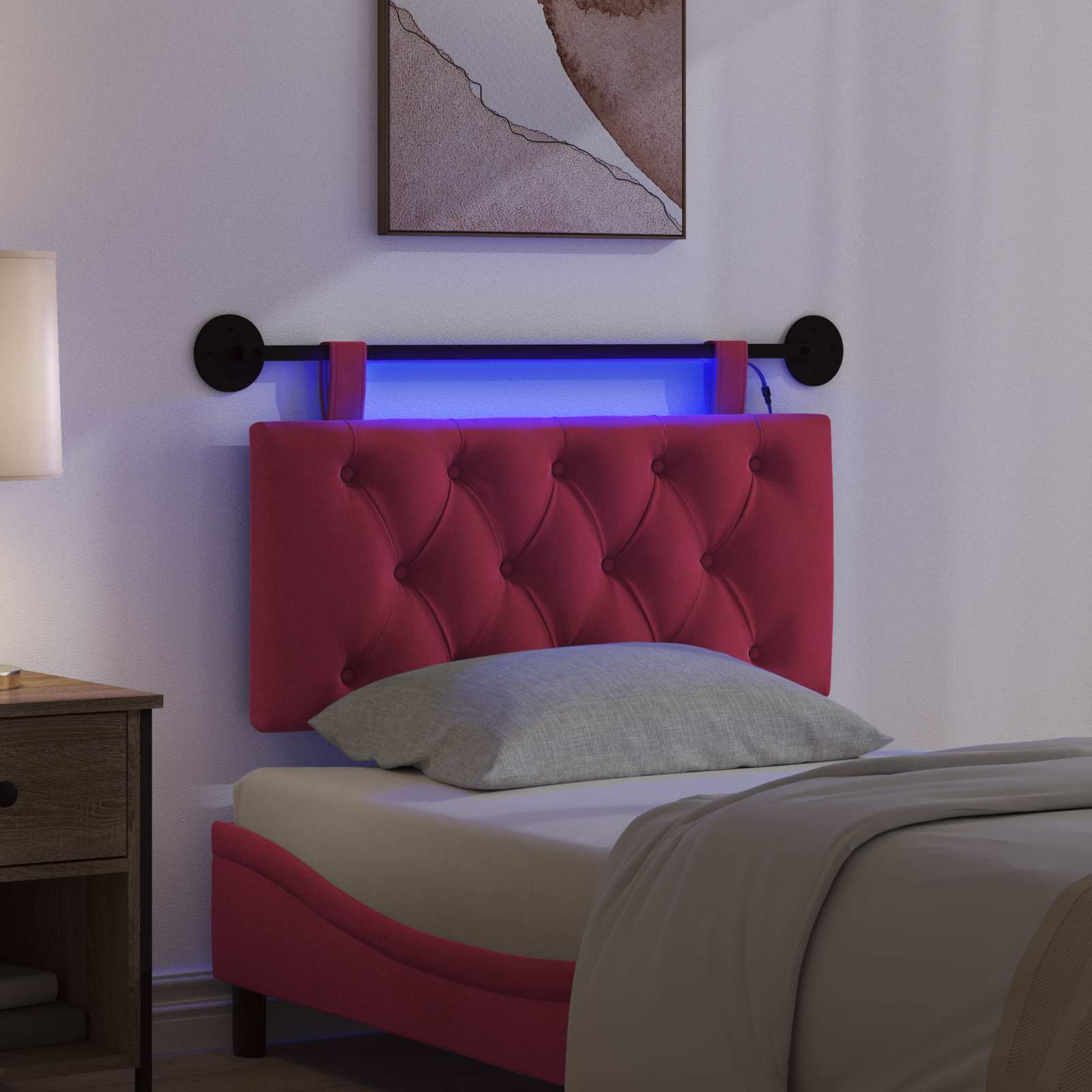 Tête de lit suspendue Avec lumière LED Bordeaux Velours - XIOS