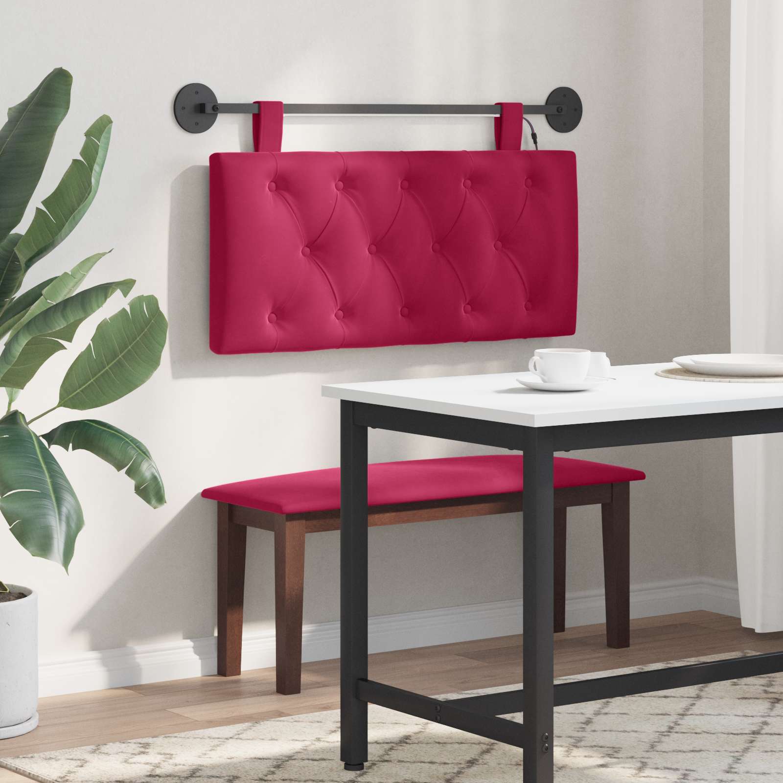 Tête de lit suspendue Avec lumière LED Bordeaux Velours - XIOS