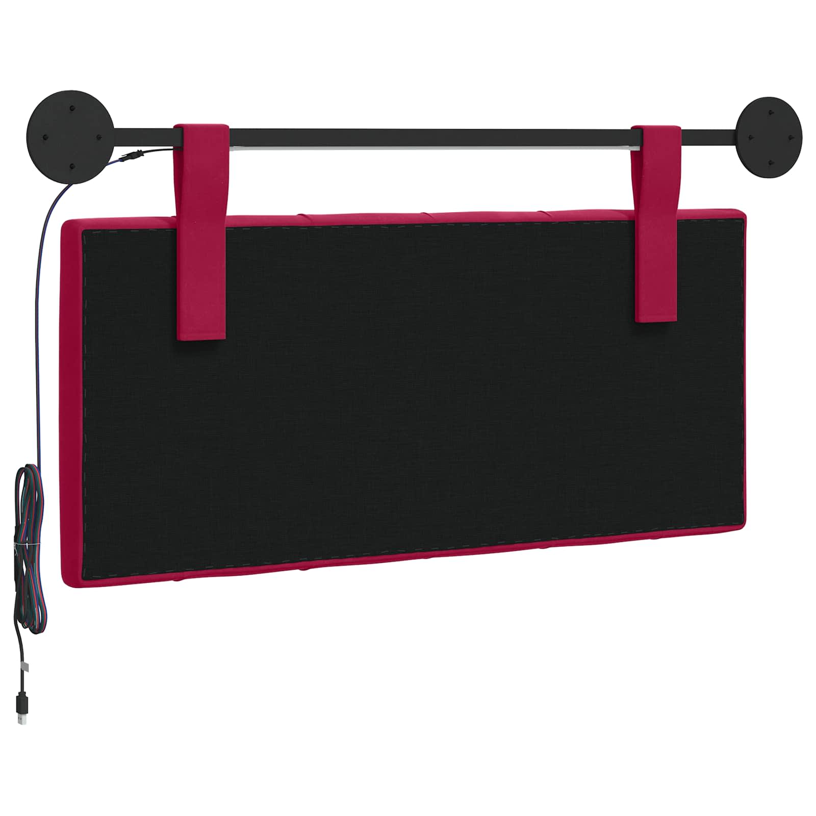 Tête de lit suspendue Avec lumière LED Bordeaux Velours - XIOS