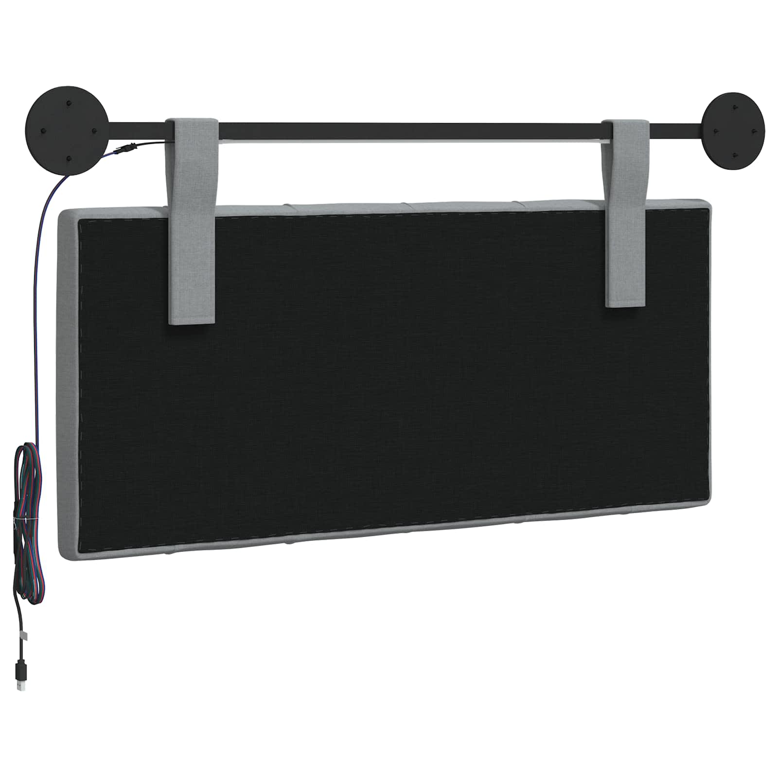 Tête de lit suspendue Avec lumière LED Gris clair Tissu - XIOS