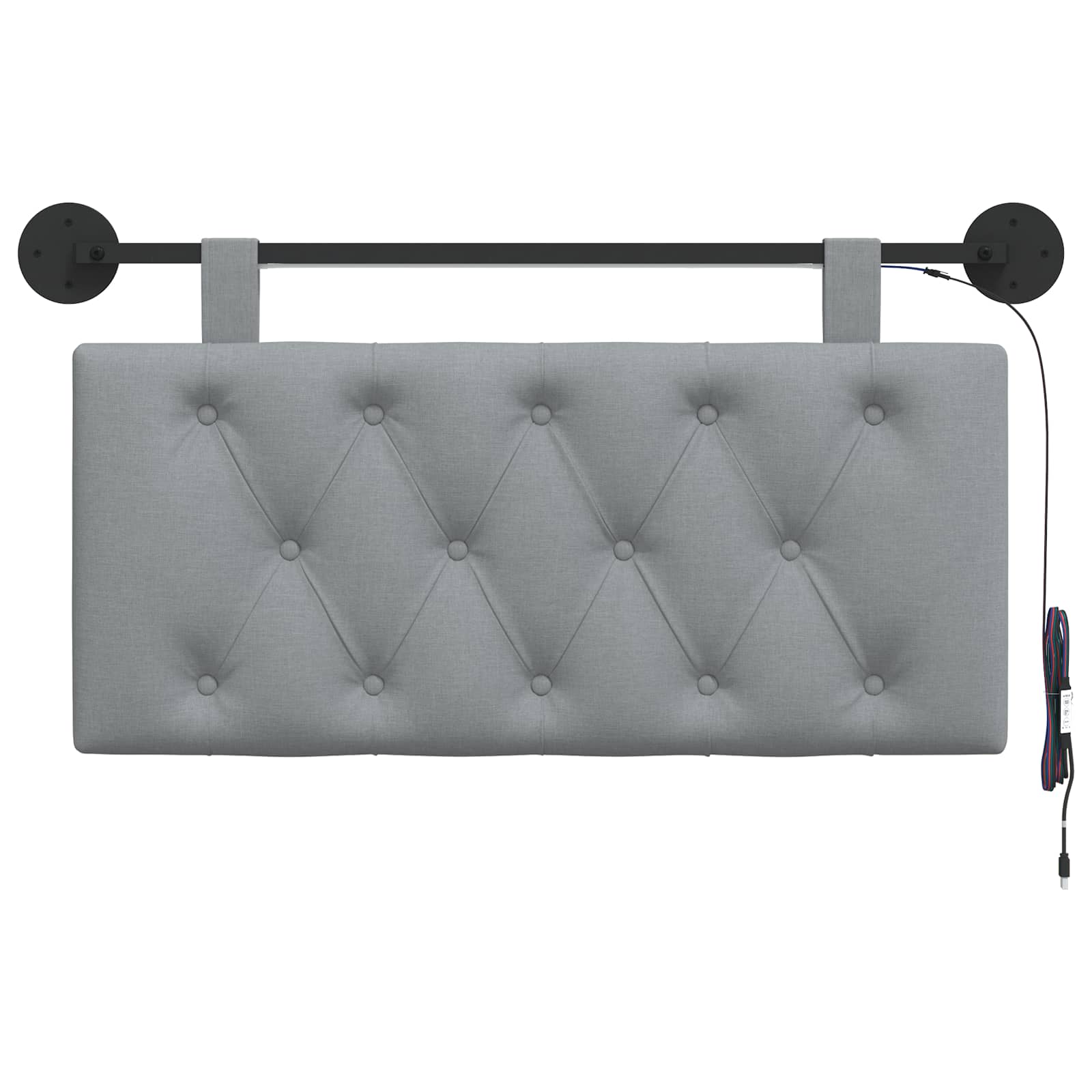 Tête de lit suspendue Avec lumière LED Gris clair Tissu - XIOS