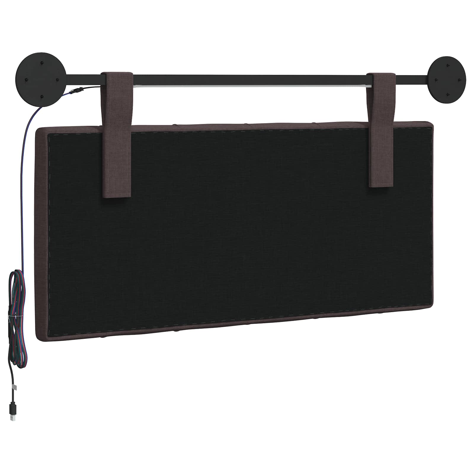 Tête de lit suspendue Avec lumière LED Marron foncé Tissu - XIOS