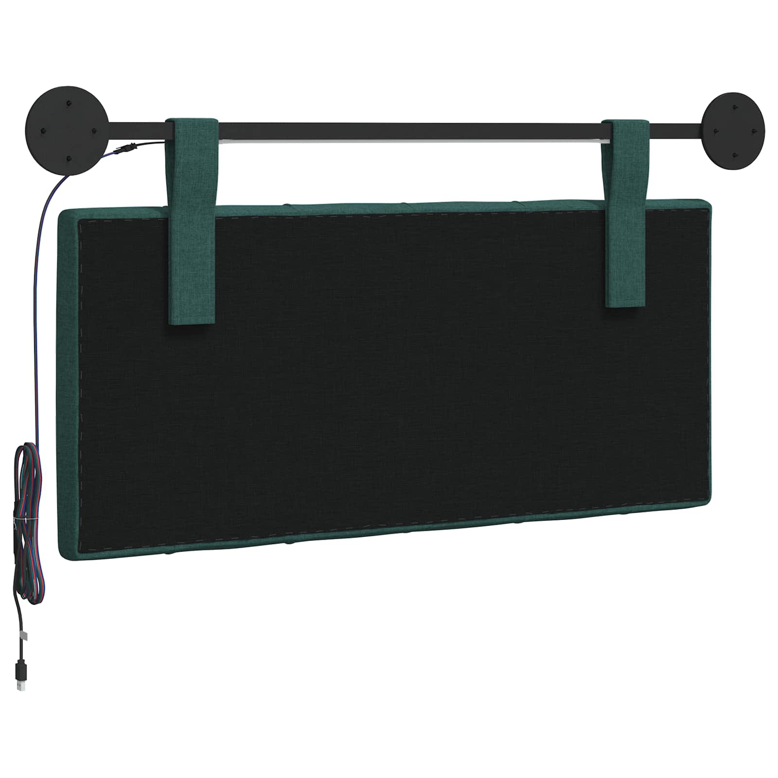 Tête de lit suspendue Avec lumière LED Vert foncé Tissu - XIOS