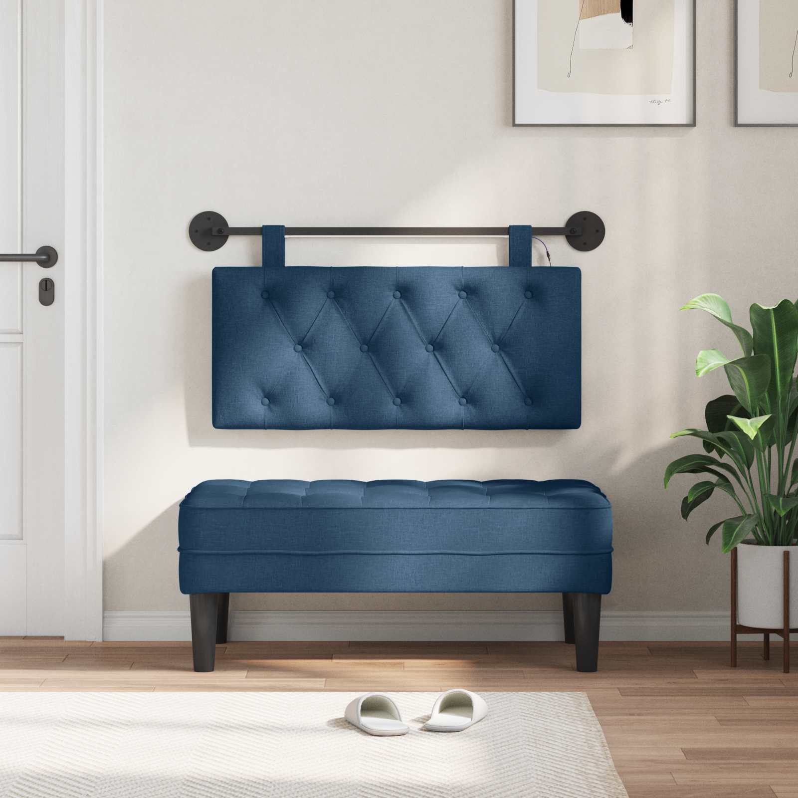 Tête de lit suspendue Avec lumière LED Bleu Tissu - XIOS