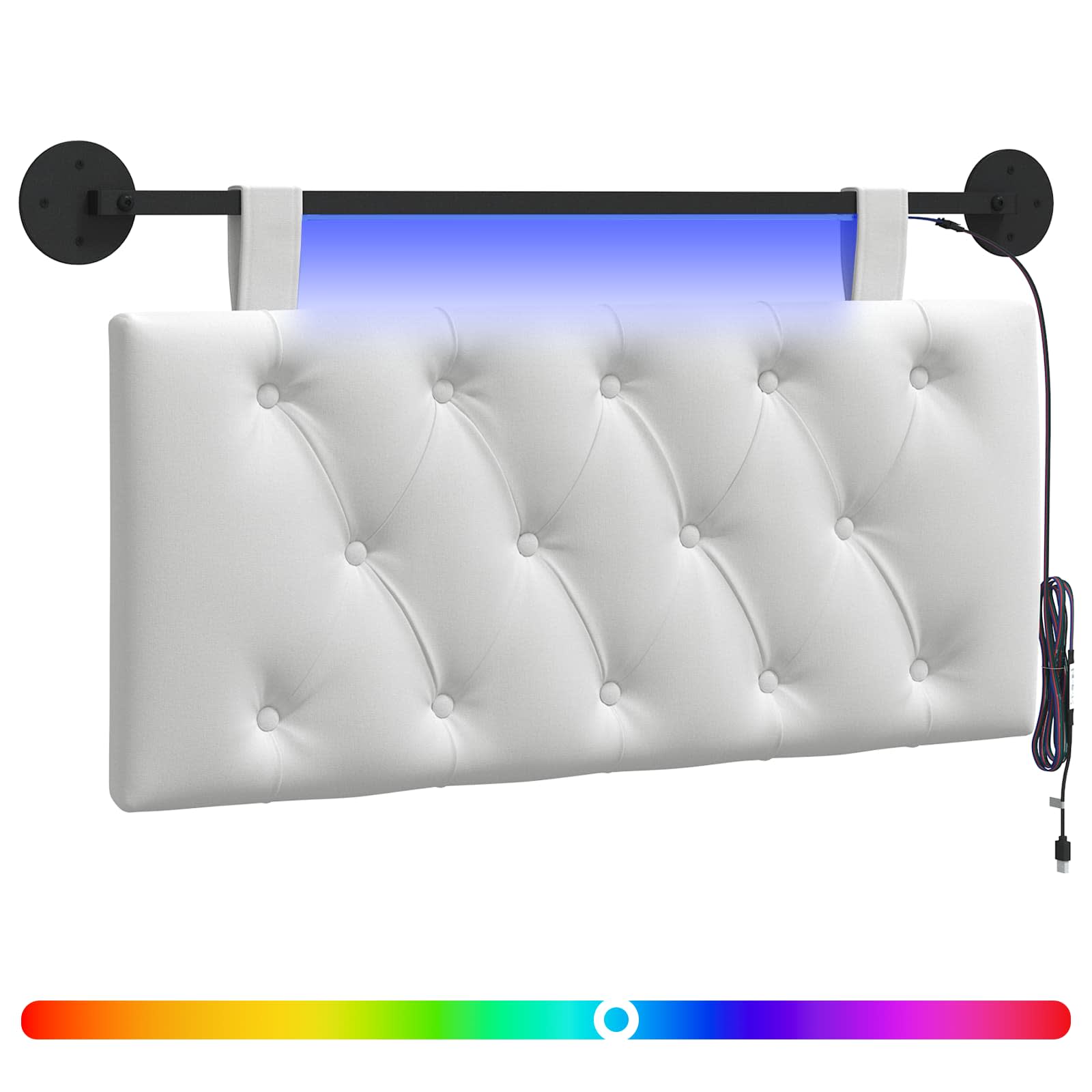Tête de lit suspendue Avec lumière LED Blanc Tissu - XIOS