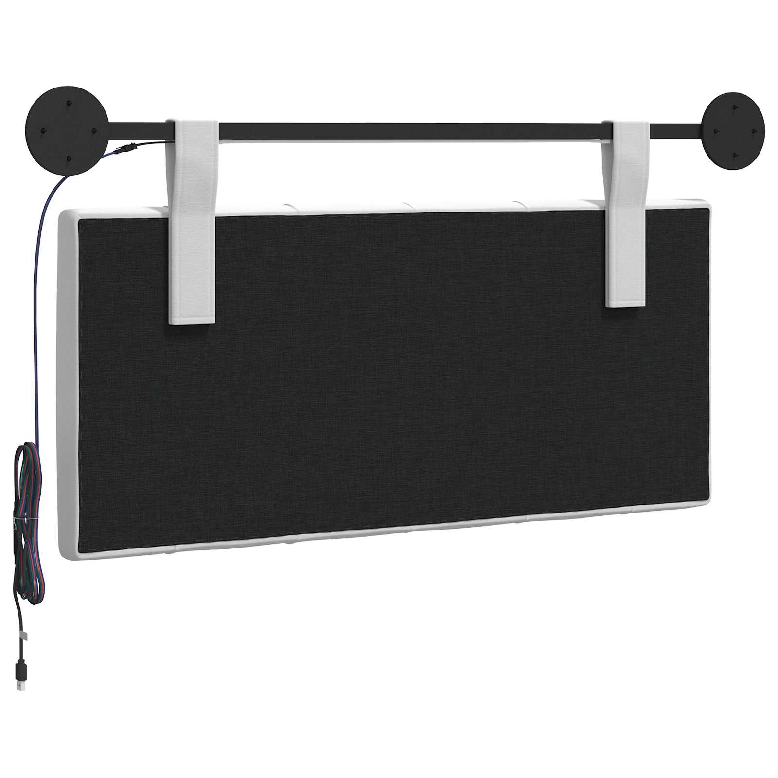 Tête de lit suspendue Avec lumière LED Blanc Tissu - XIOS