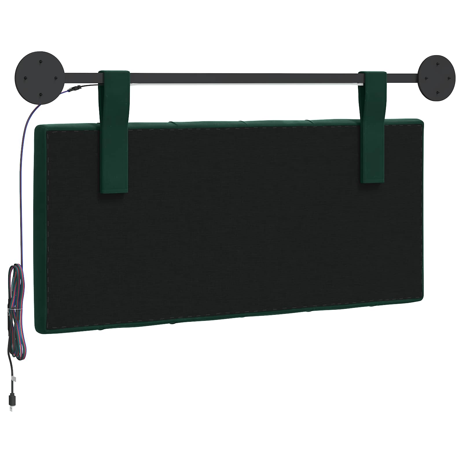 Tête de lit suspendue Avec lumière LED Vert foncé Velours - XIOS