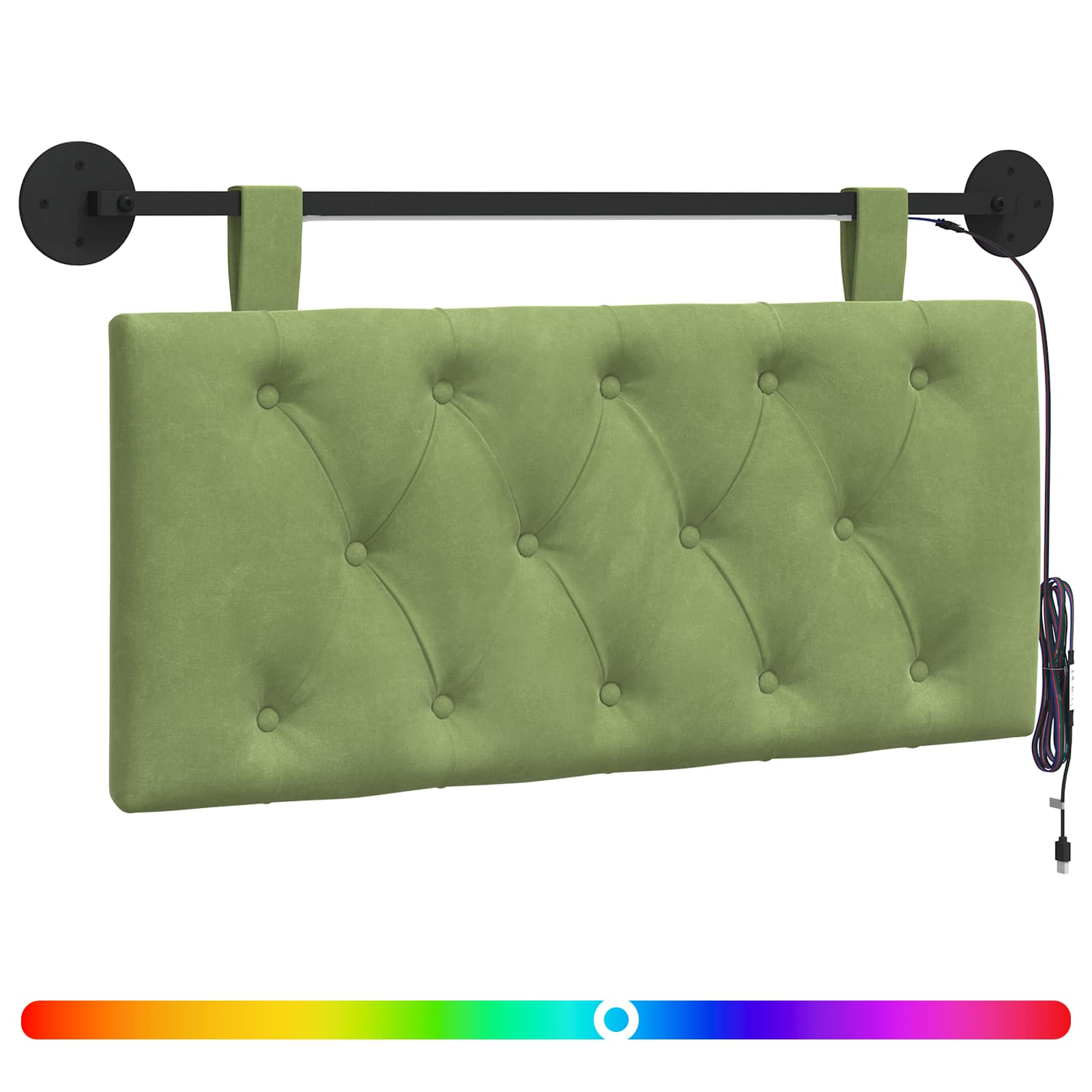 Tête de lit suspendue Avec lumière LED Vert clair Velours - XIOS