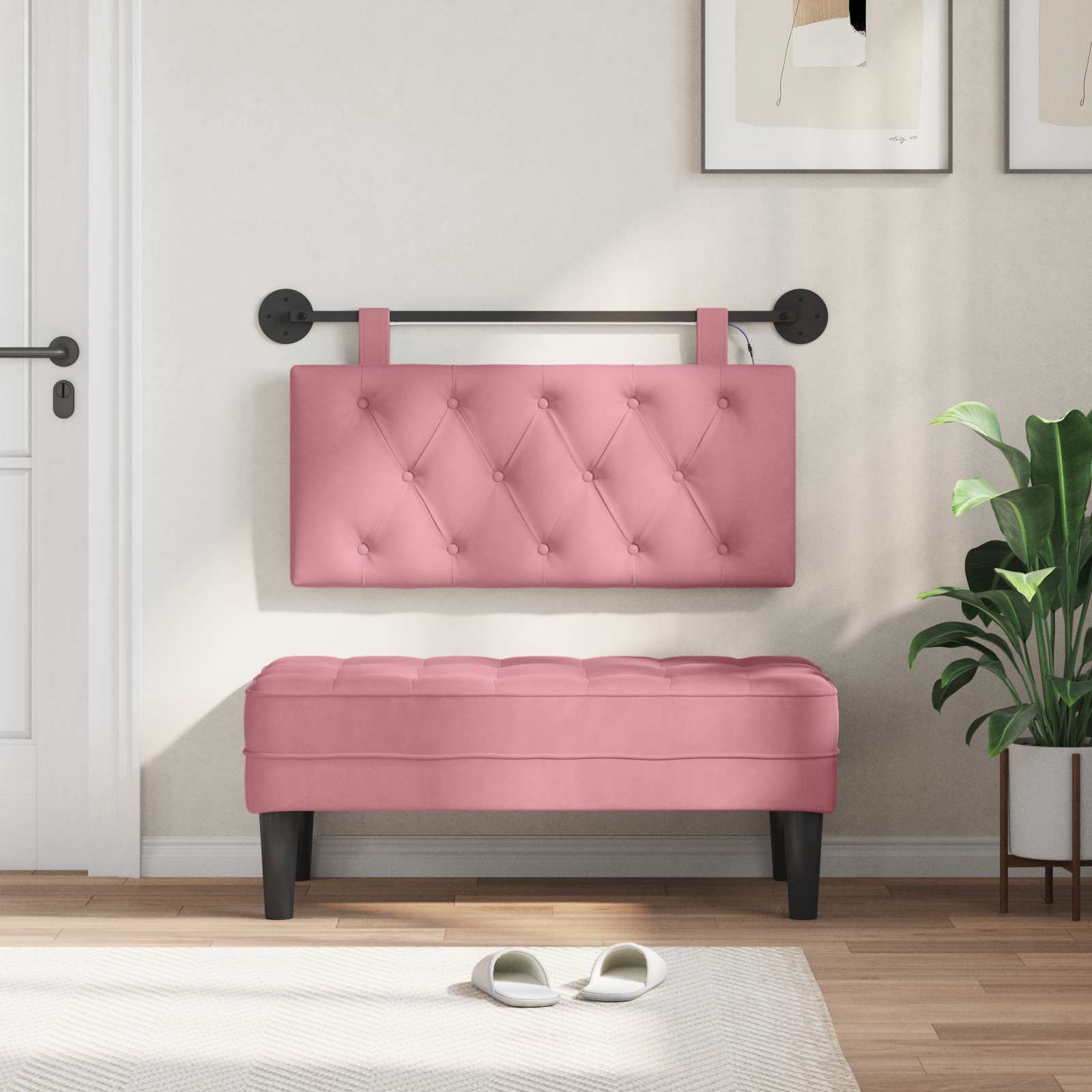 Tête de lit suspendue Avec lumière LED Rose Velours - XIOS