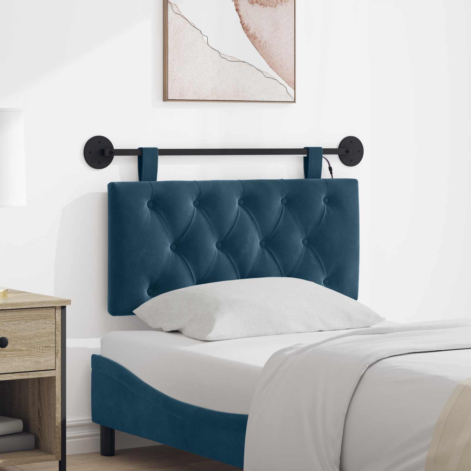 Tête de lit suspendue Avec lumière LED Bleu Velours - XIOS