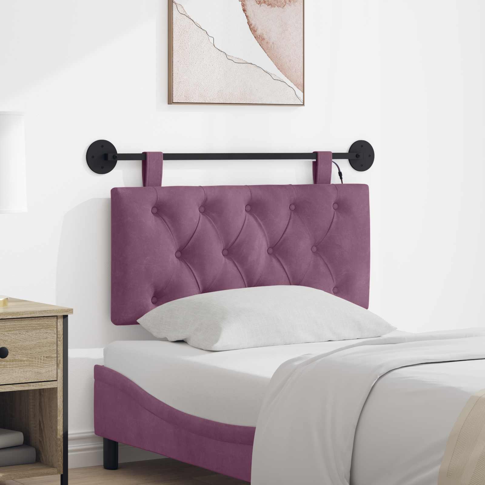 Tête de lit suspendue Avec lumière LED Pourpre Velours - XIOS