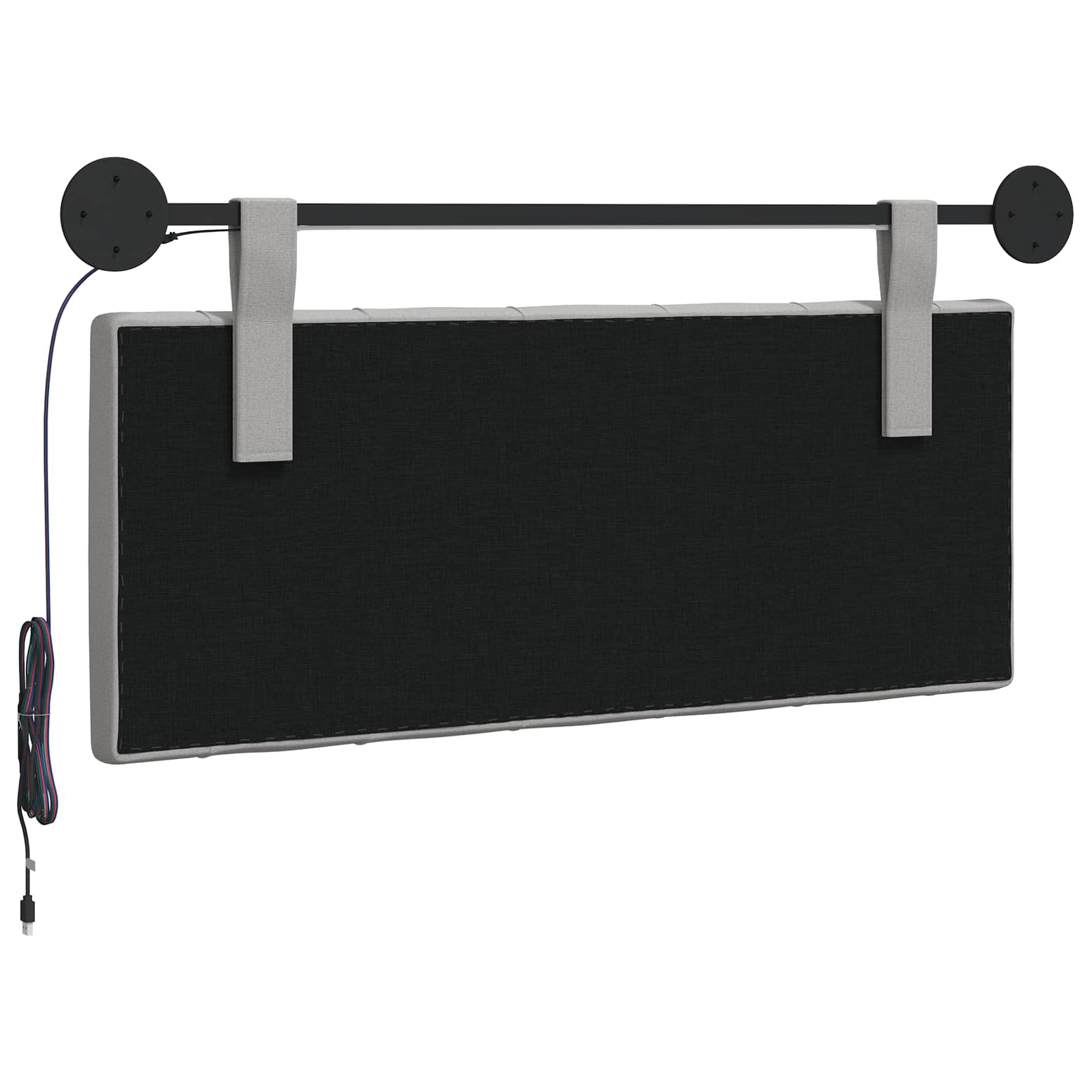 Tête de lit suspendue Avec lumière LED Gris nuage Tissu - XIOS