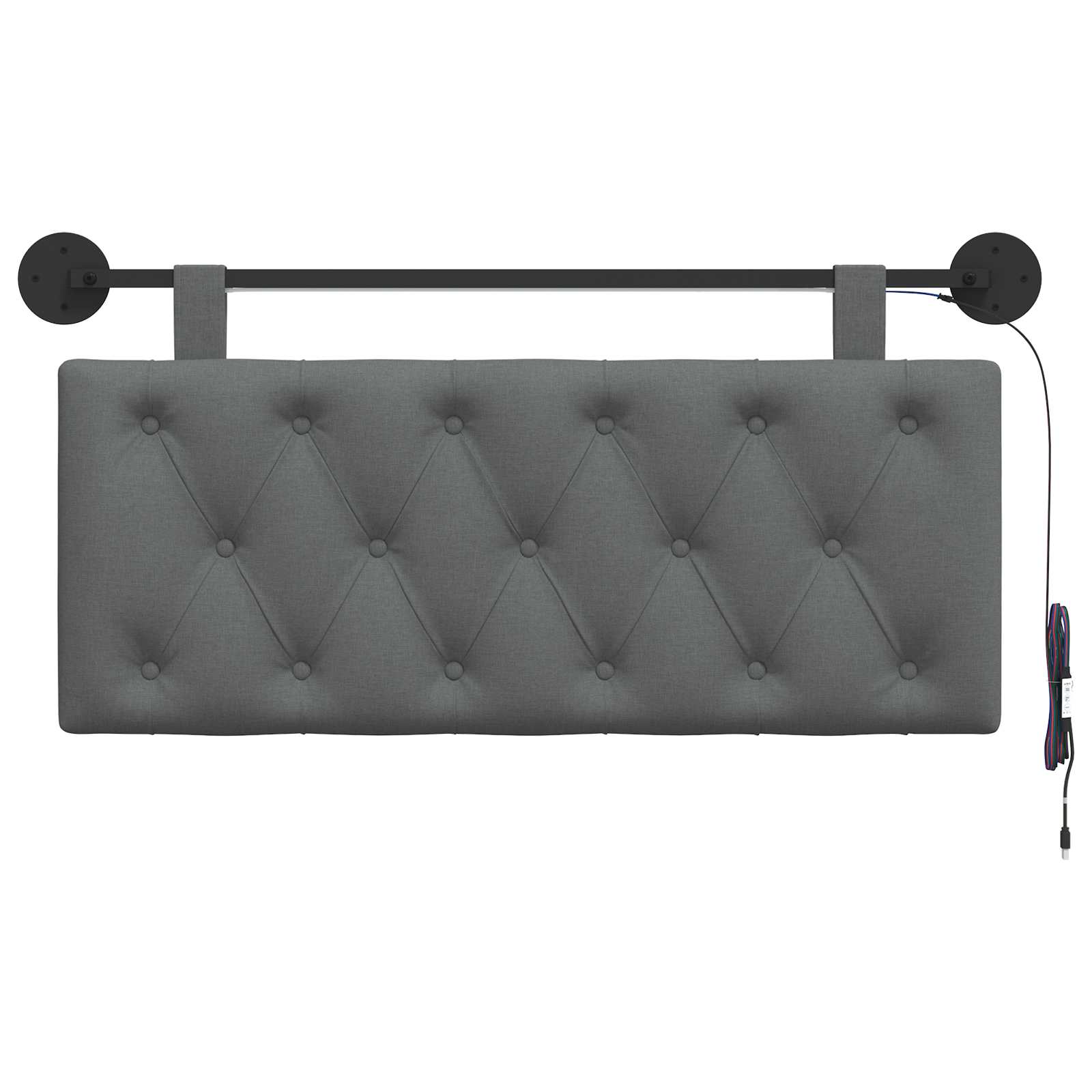 Tête de lit suspendue Avec lumière LED Gris foncé Tissu - XIOS