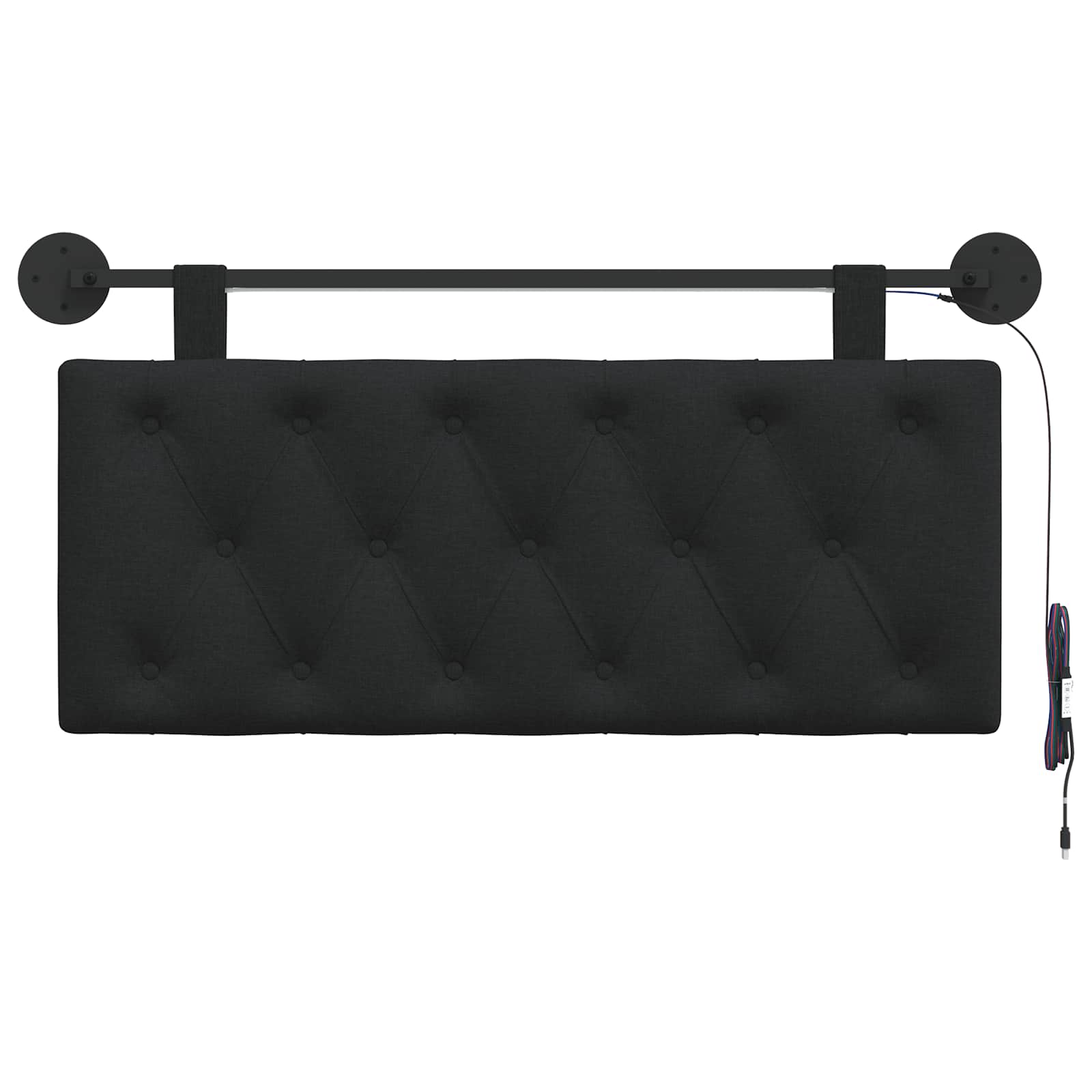Tête de lit suspendue Avec lumière LED Noir Tissu - XIOS