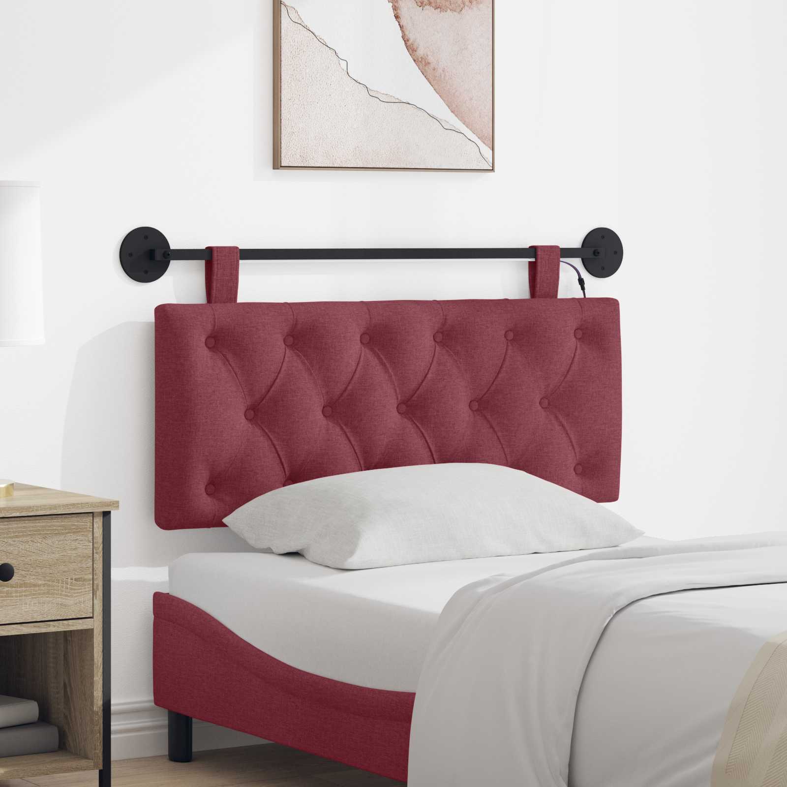 Tête de lit suspendue Avec lumière LED Bordeaux Tissu - XIOS