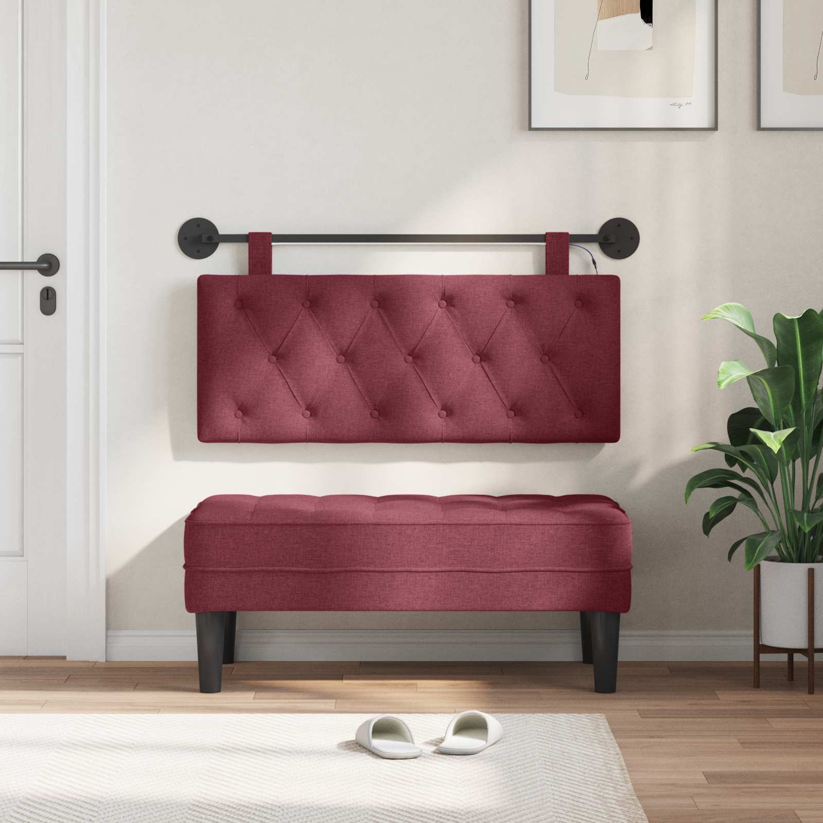 Tête de lit suspendue Avec lumière LED Bordeaux Tissu - XIOS