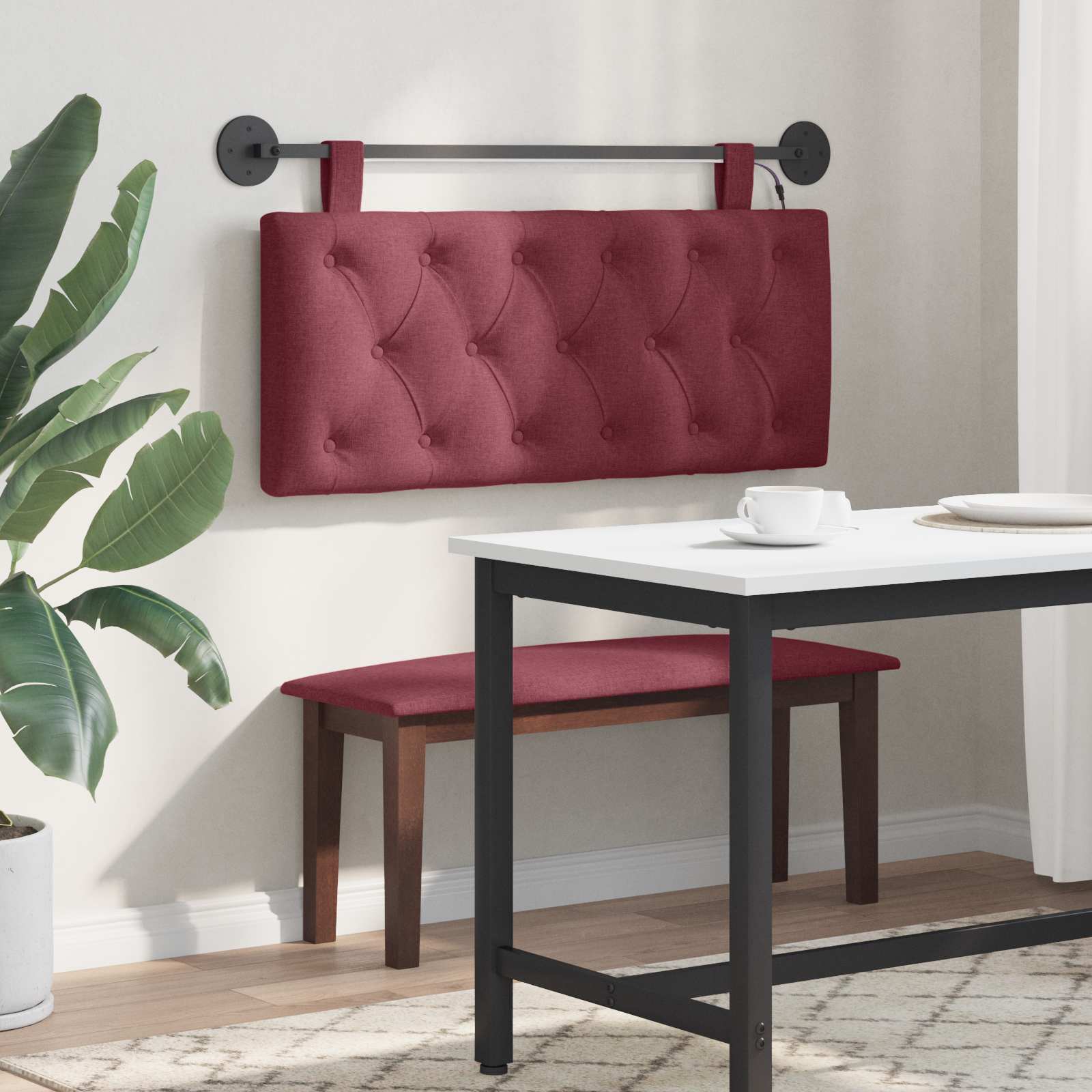 Tête de lit suspendue Avec lumière LED Bordeaux Tissu - XIOS