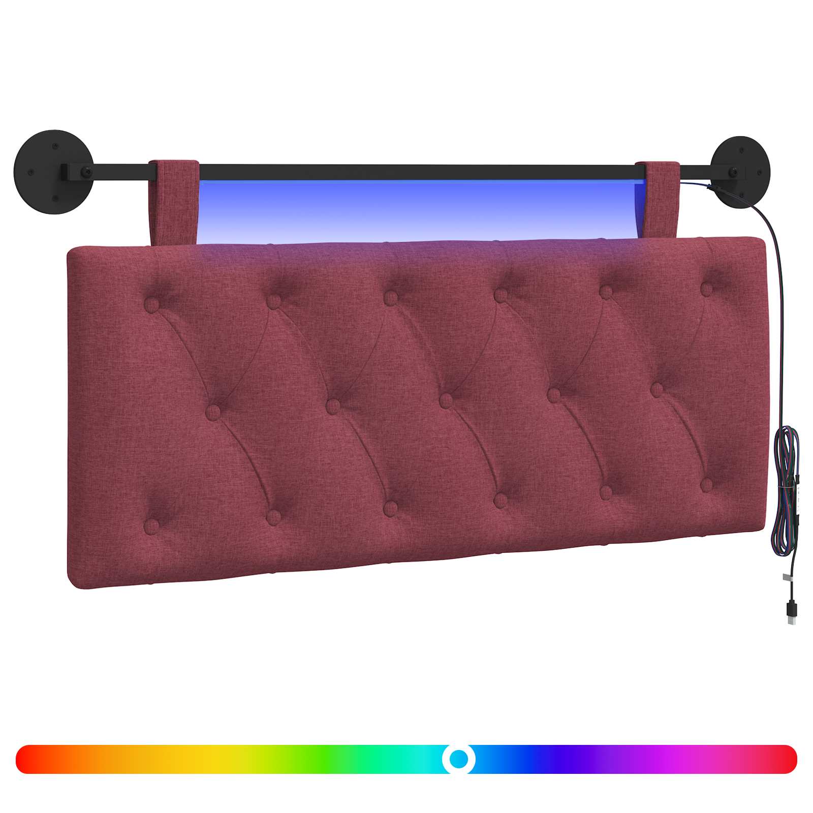 Tête de lit suspendue Avec lumière LED Bordeaux Tissu - XIOS