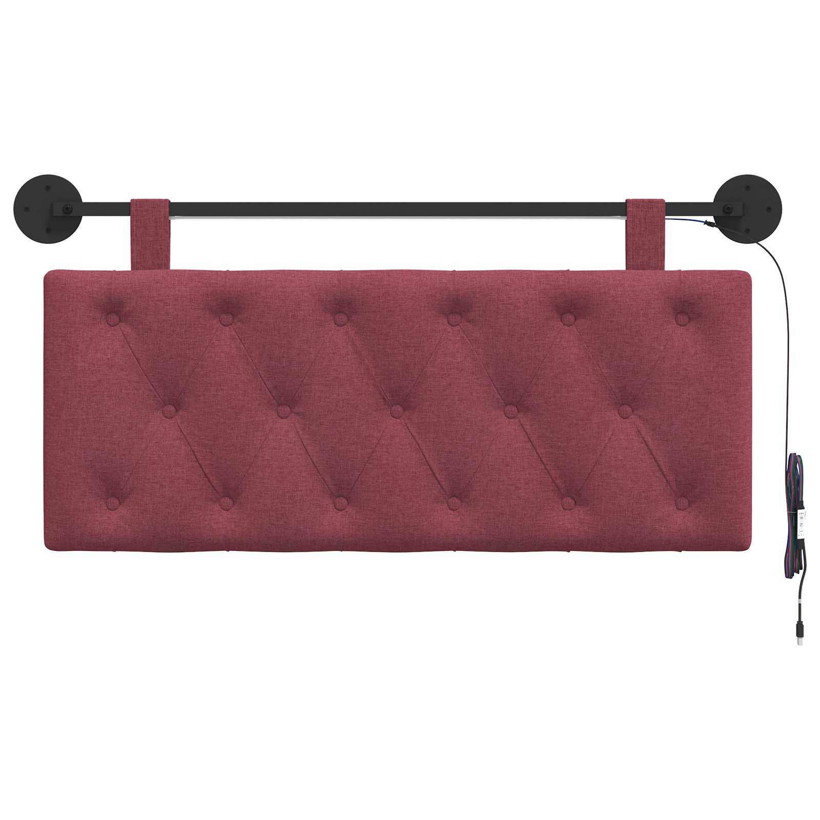 Tête de lit suspendue Avec lumière LED Bordeaux Tissu - XIOS