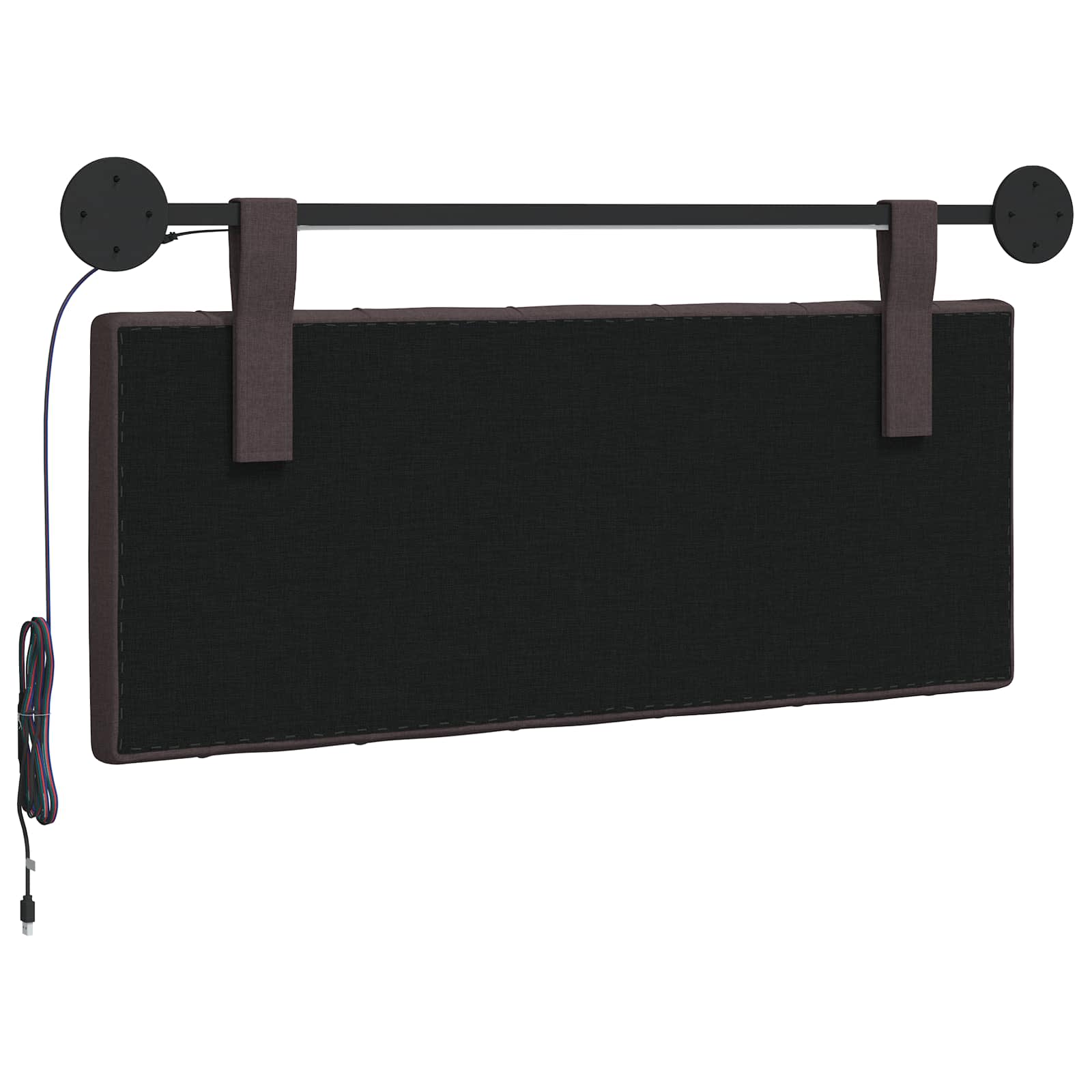 Tête de lit suspendue Avec lumière LED Marron foncé Tissu - XIOS