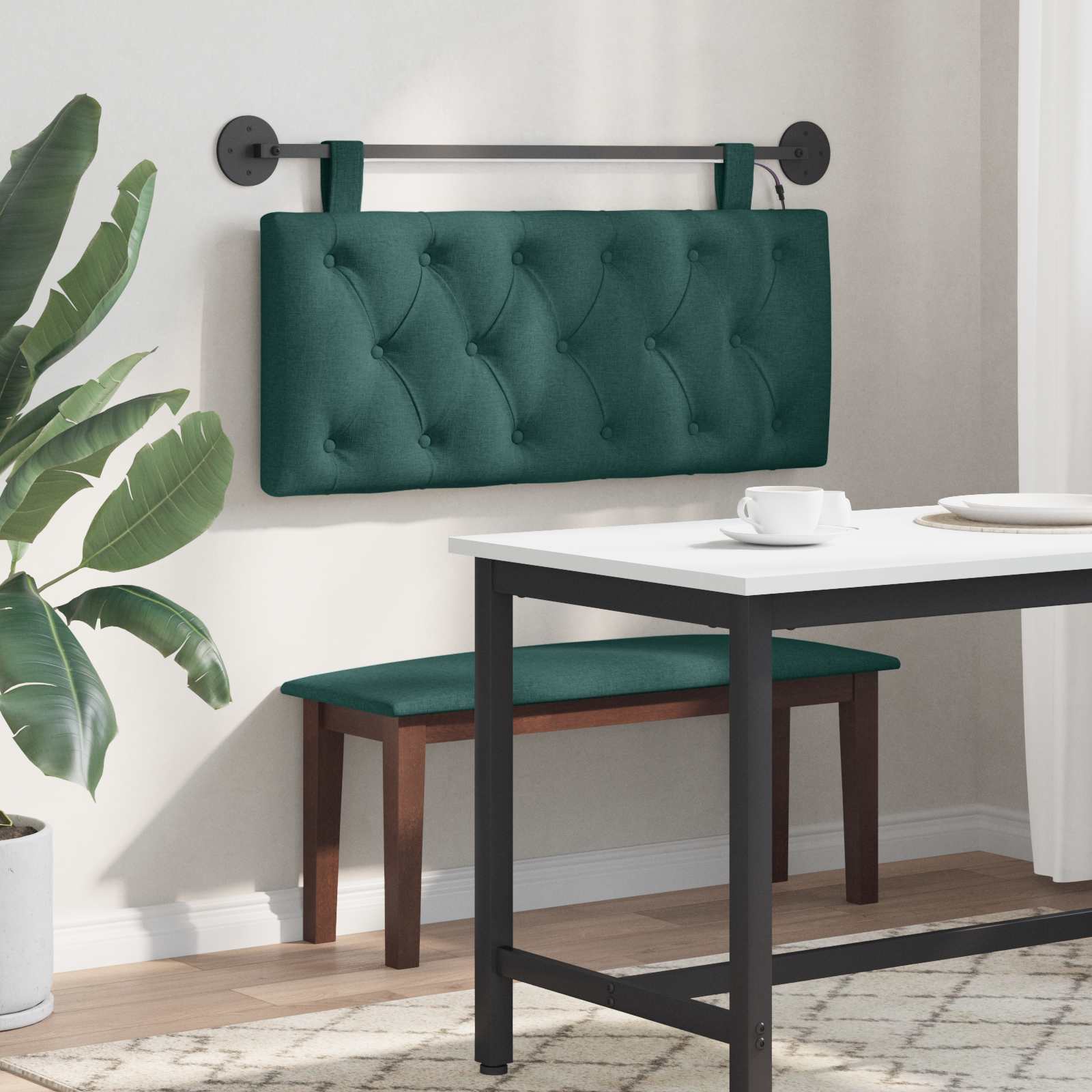 Tête de lit suspendue Avec lumière LED Vert foncé Tissu - XIOS