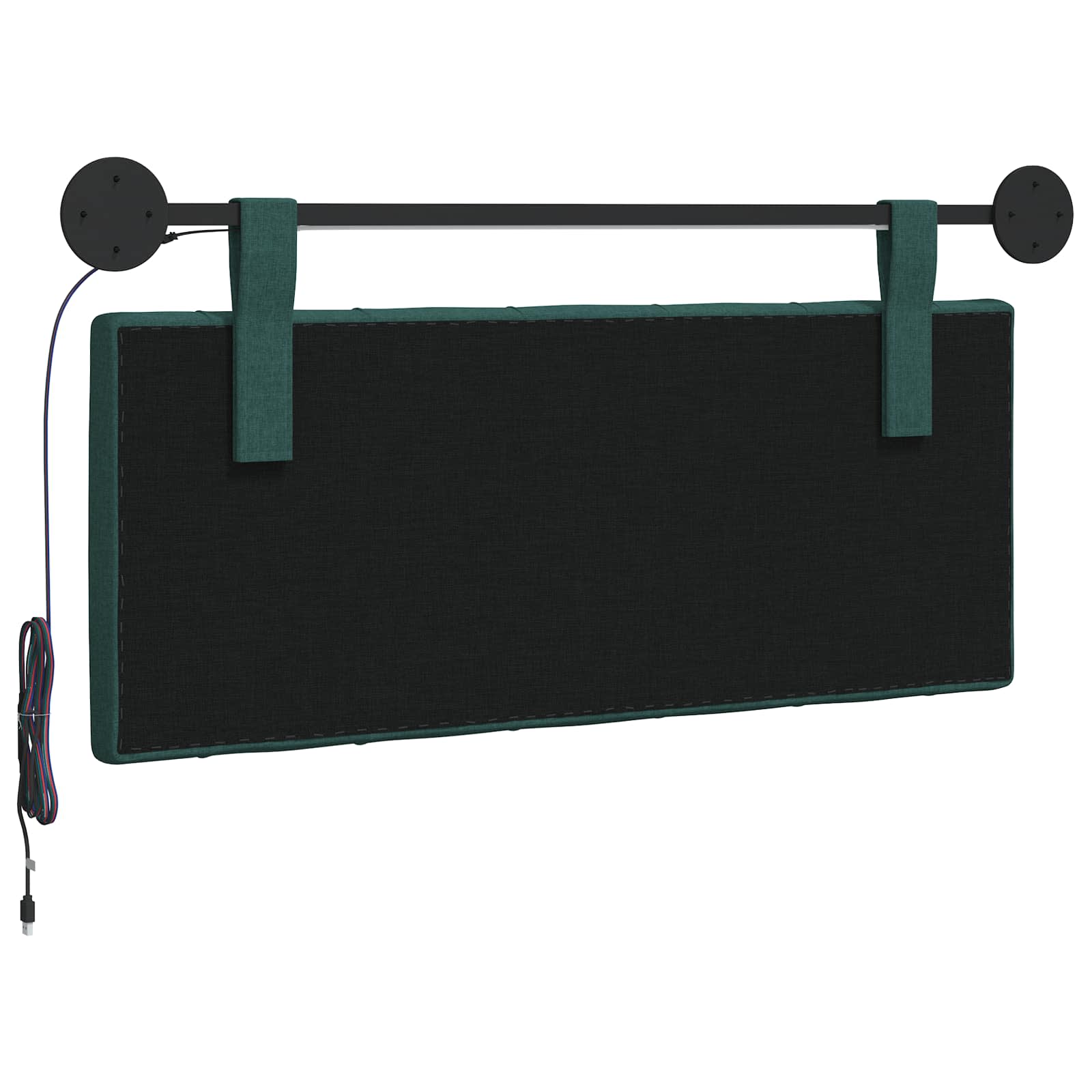 Tête de lit suspendue Avec lumière LED Vert foncé Tissu - XIOS