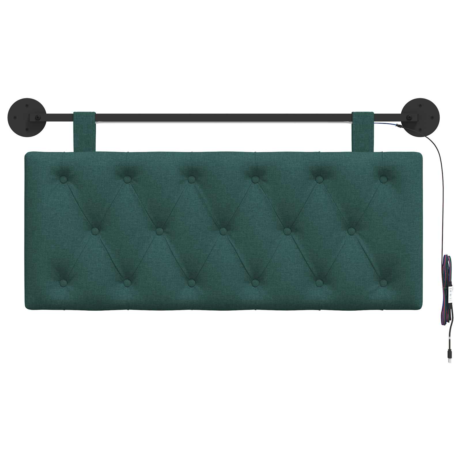 Tête de lit suspendue Avec lumière LED Vert foncé Tissu - XIOS