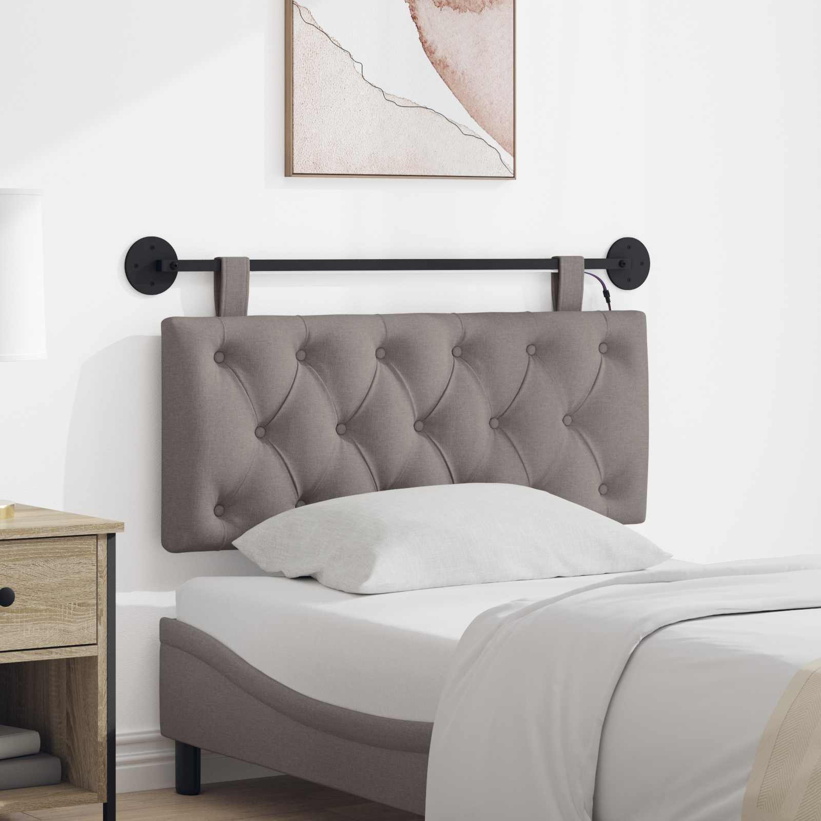 Tête de lit suspendue Avec lumière LED Taupe Tissu - XIOS