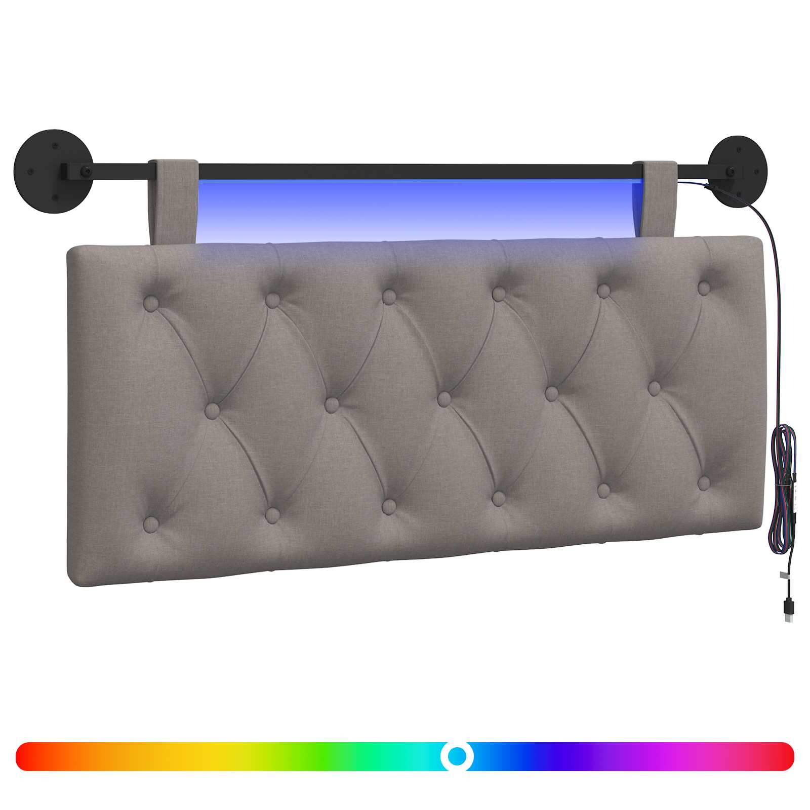 Tête de lit suspendue Avec lumière LED Taupe Tissu - XIOS