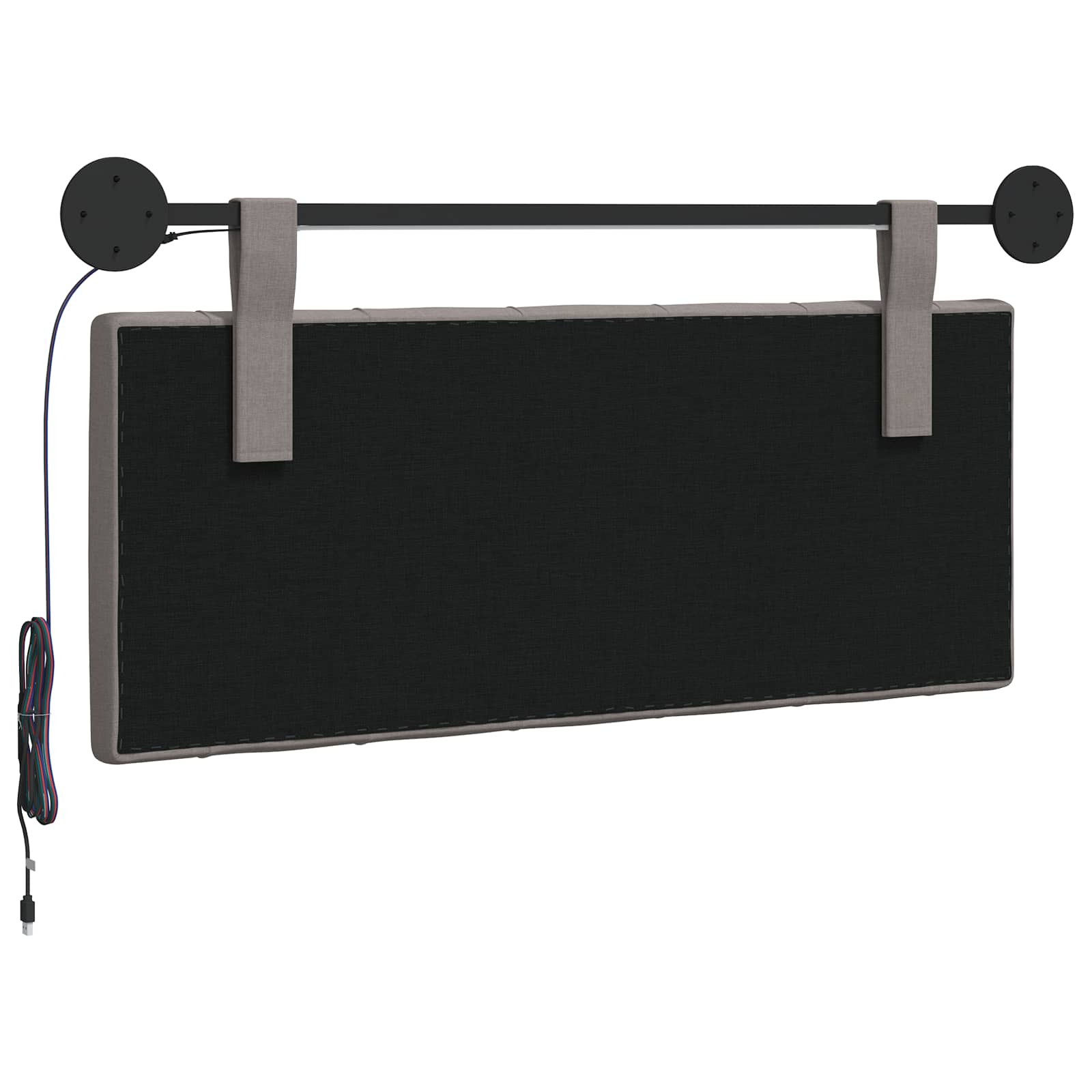 Tête de lit suspendue Avec lumière LED Taupe Tissu - XIOS