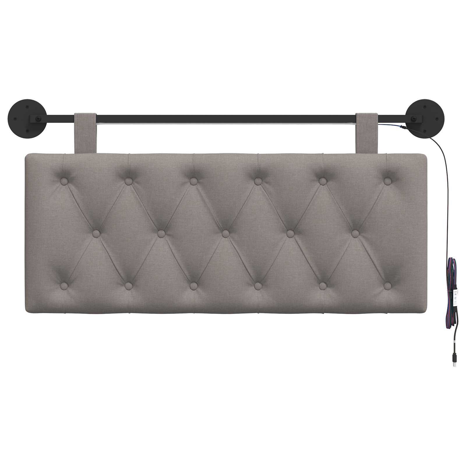 Tête de lit suspendue Avec lumière LED Taupe Tissu - XIOS