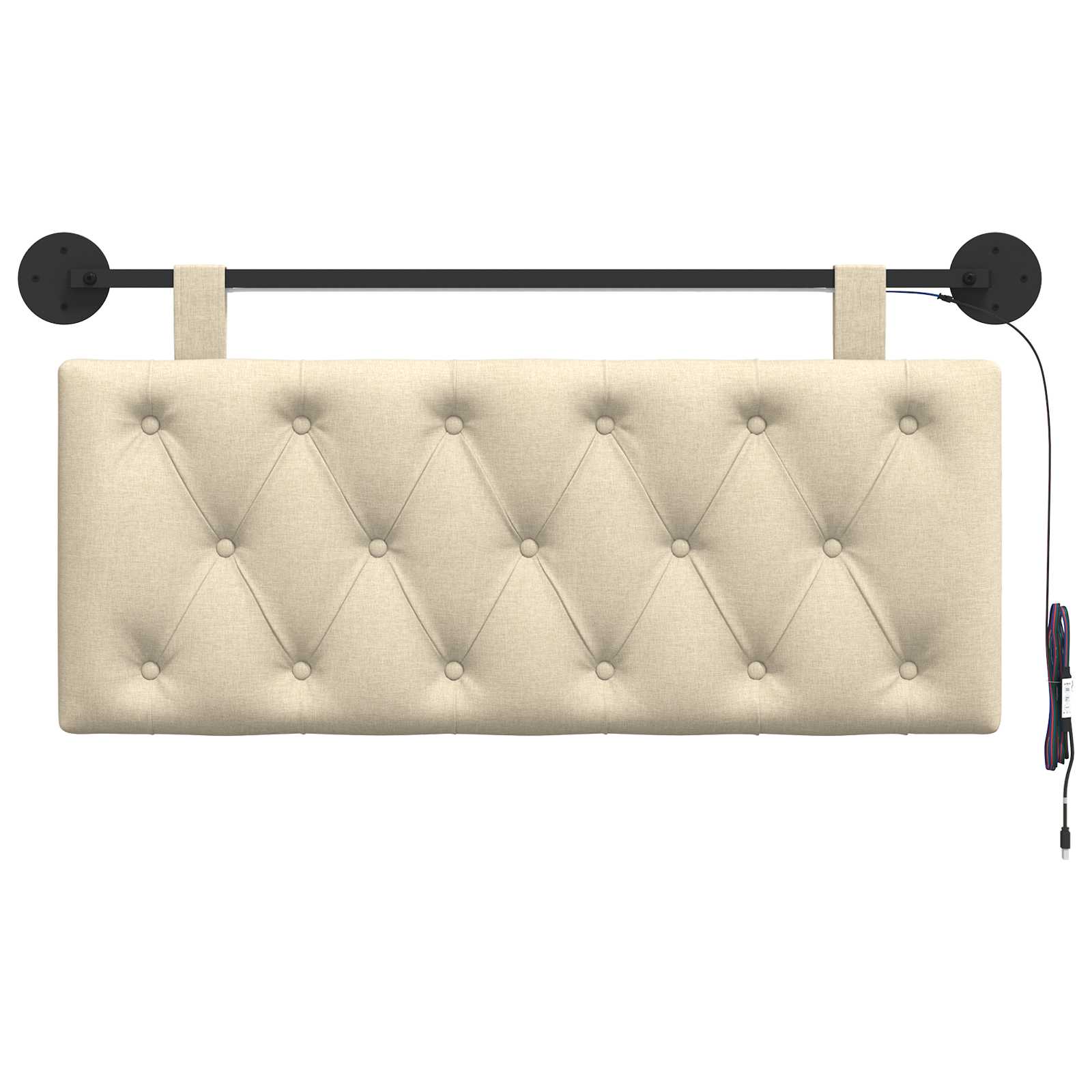 Tête de lit suspendue Avec lumière LED Crème Tissu - XIOS