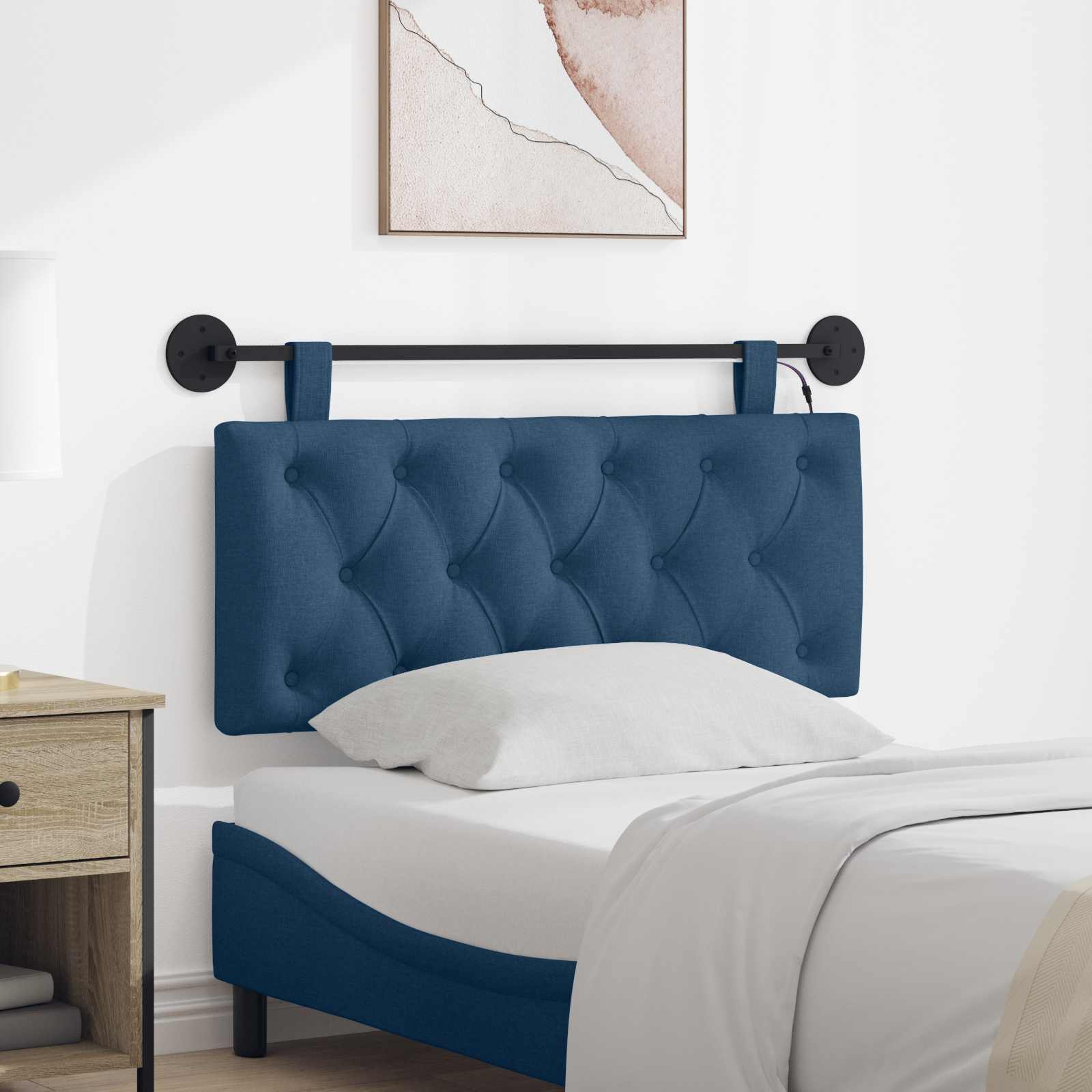 Tête de lit suspendue Avec lumière LED Bleu Tissu - XIOS