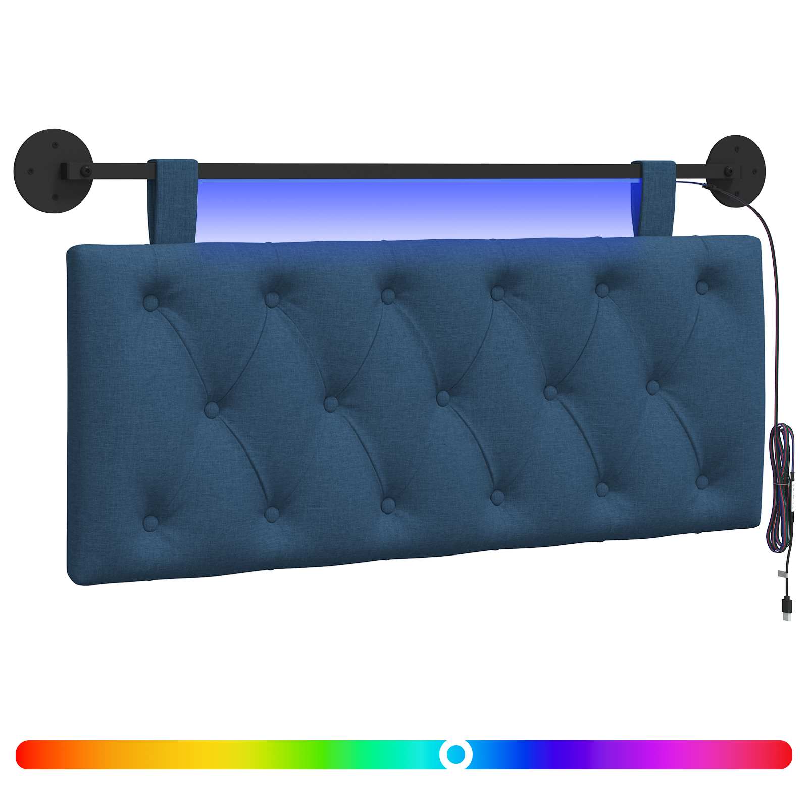 Tête de lit suspendue Avec lumière LED Bleu Tissu - XIOS