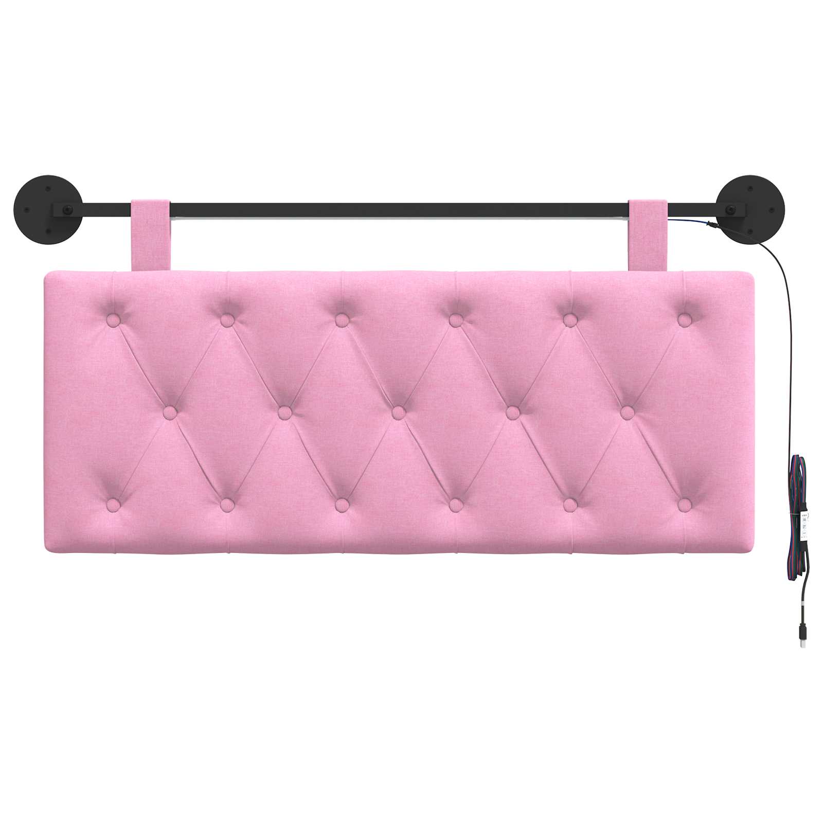 Tête de lit suspendue Avec lumière LED Rose Tissu - XIOS