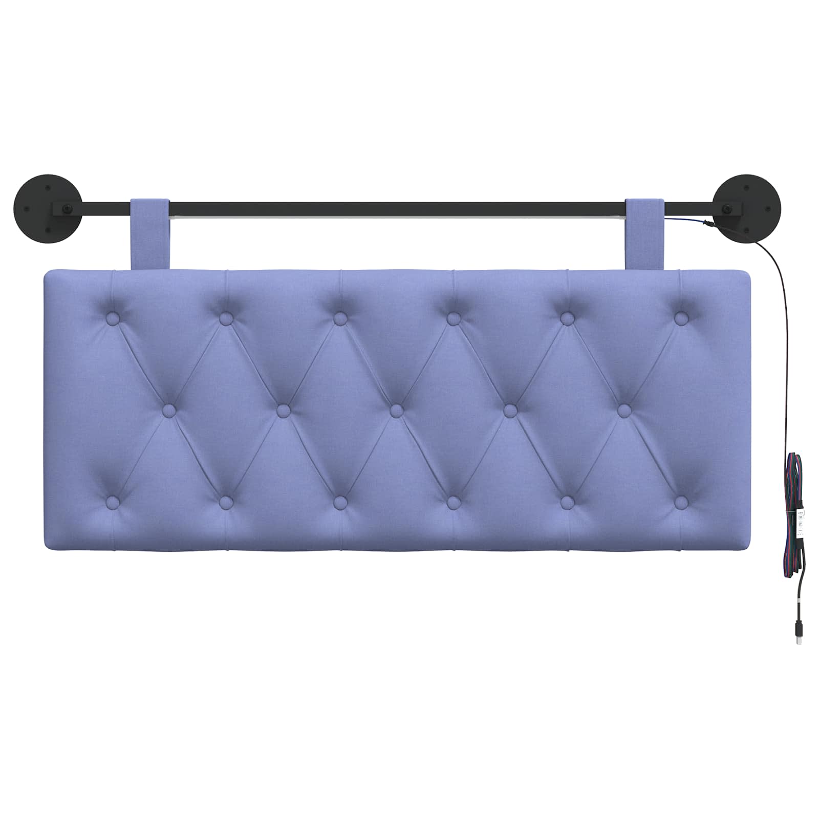 Tête de lit suspendue Avec lumière LED Bleu denim Tissu - XIOS