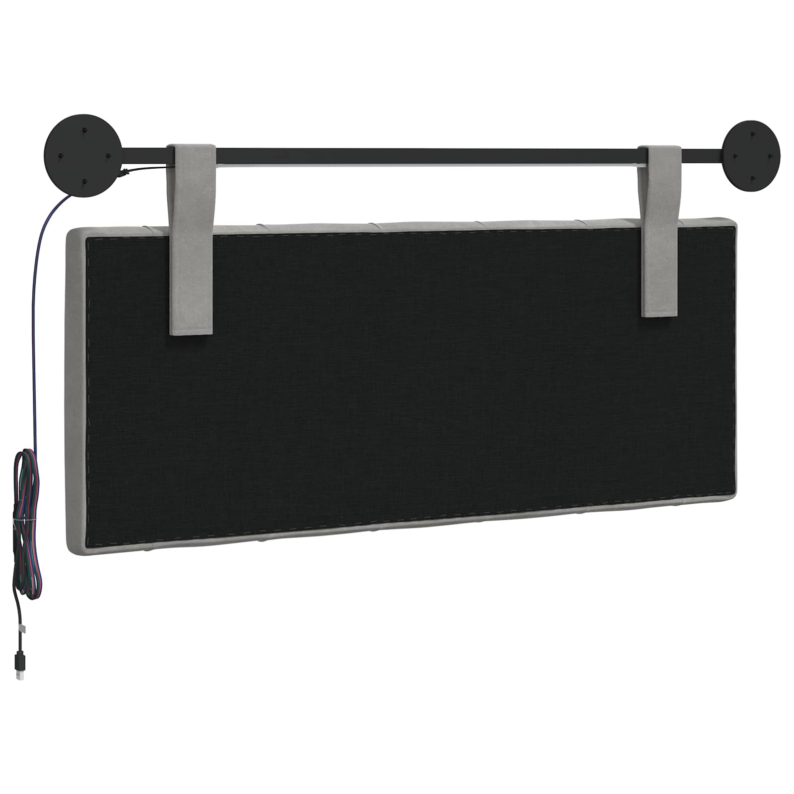 Tête de lit suspendue Avec lumière LED Gris clair Velours - XIOS