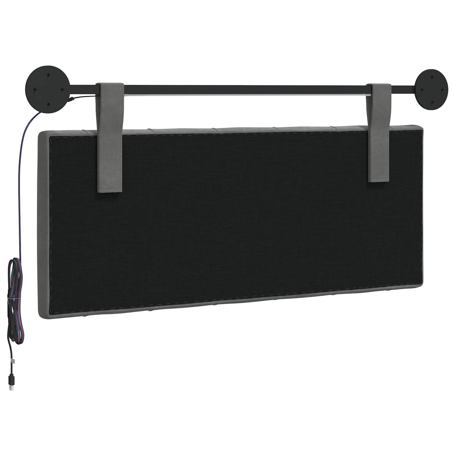 Tête de lit suspendue Avec lumière LED Gris foncé Velours - XIOS