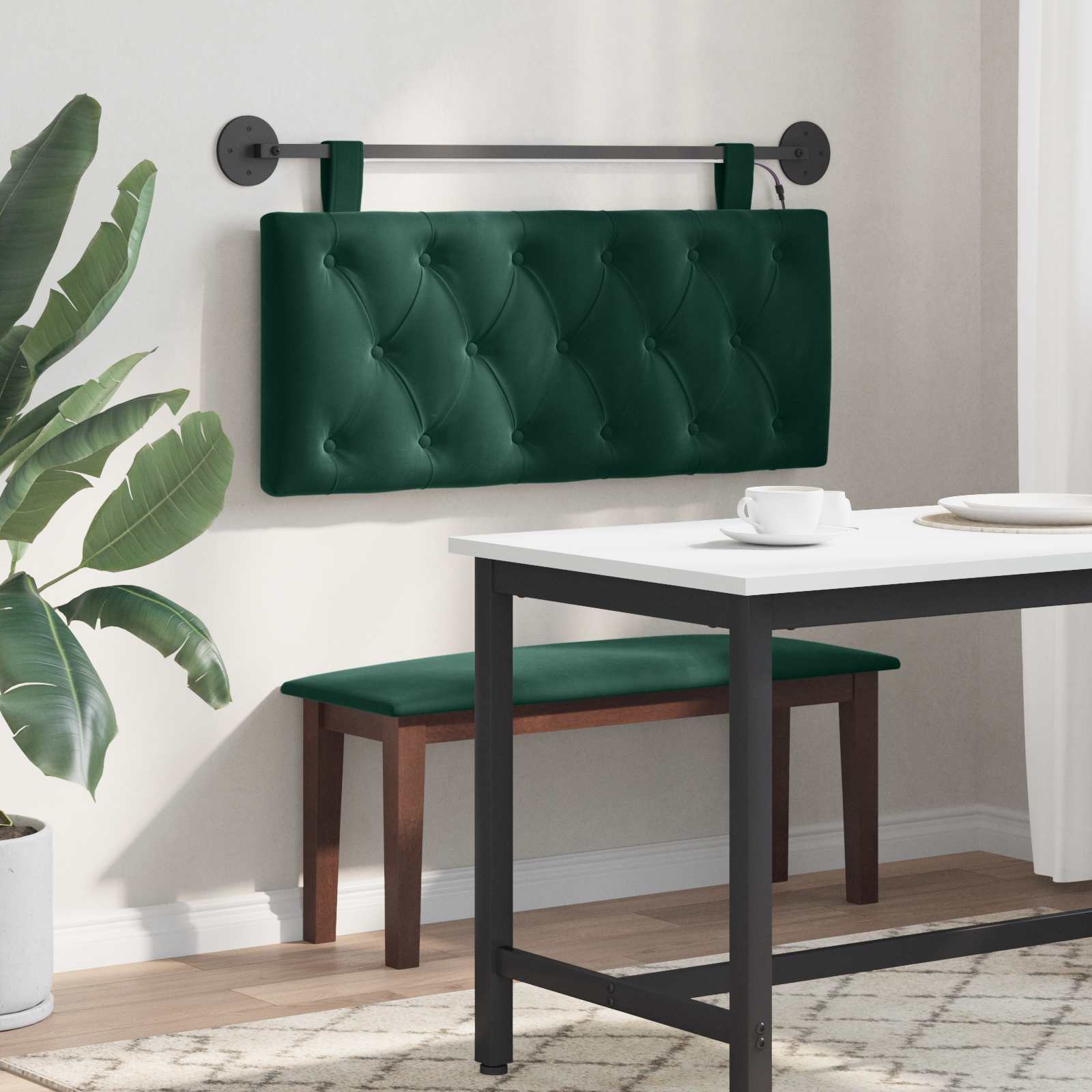 Tête de lit suspendue Avec lumière LED Vert foncé Velours - XIOS