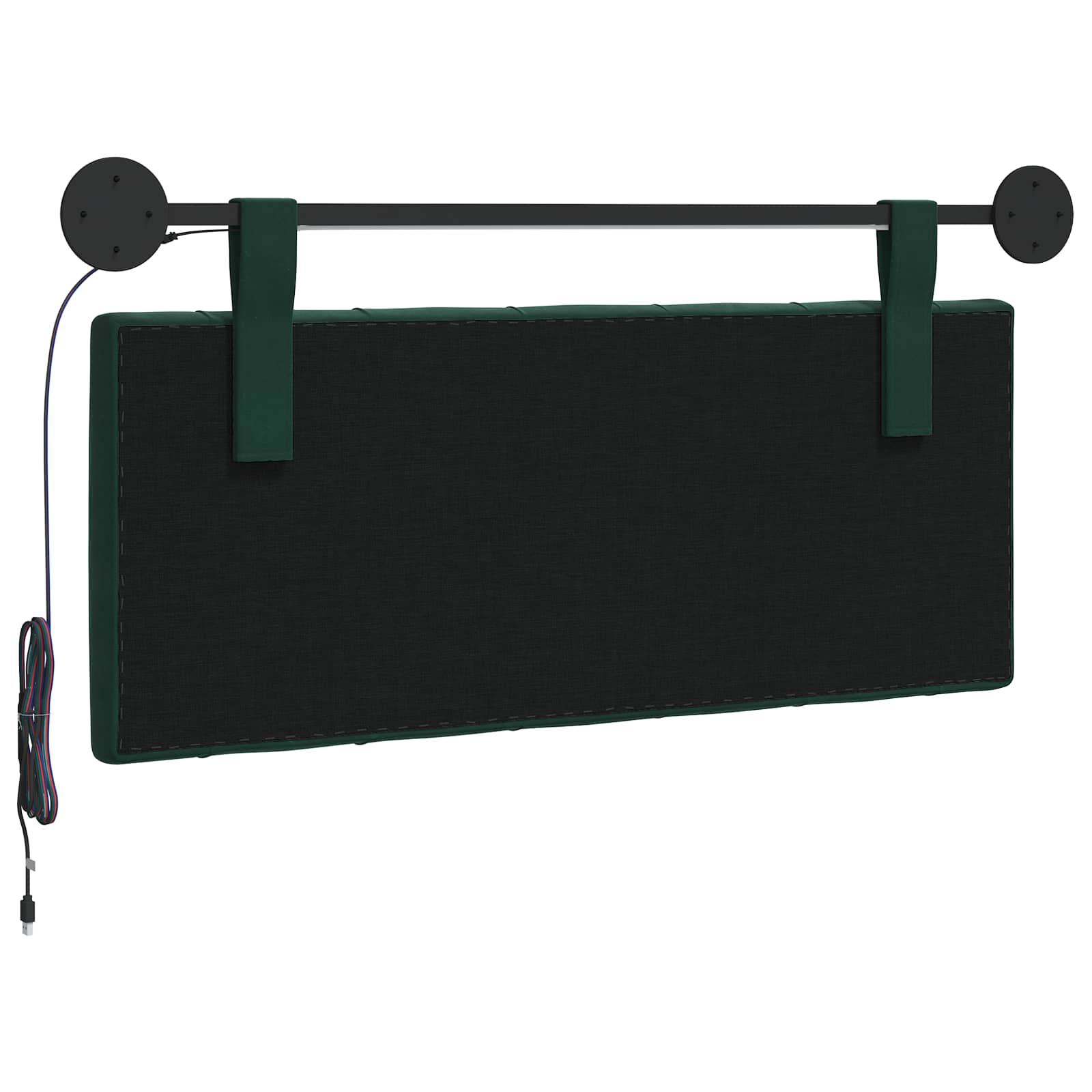 Tête de lit suspendue Avec lumière LED Vert foncé Velours - XIOS