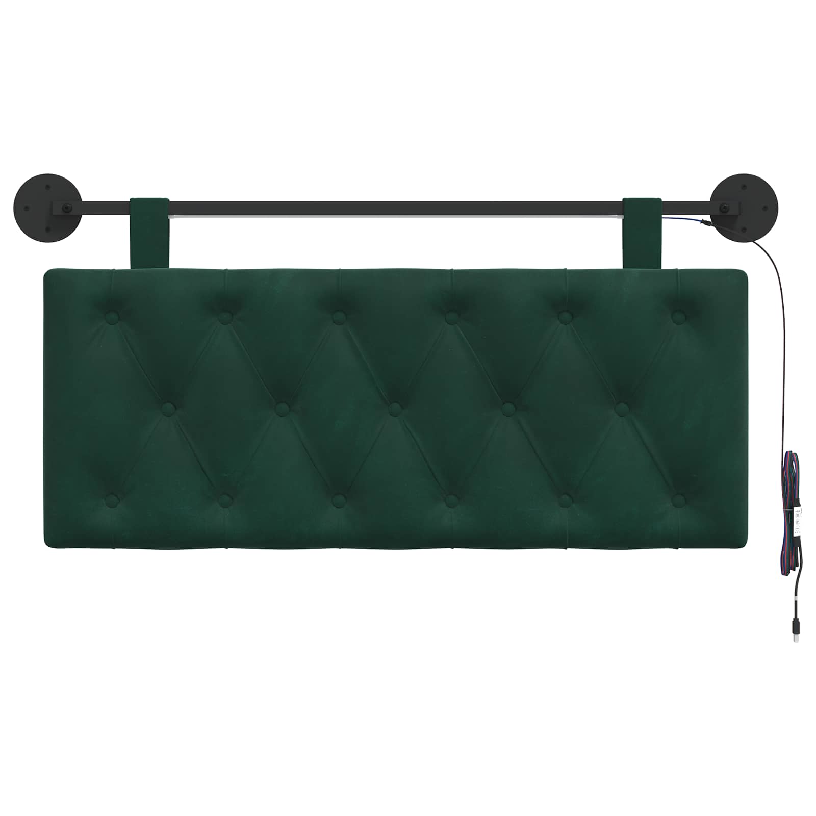 Tête de lit suspendue Avec lumière LED Vert foncé Velours - XIOS