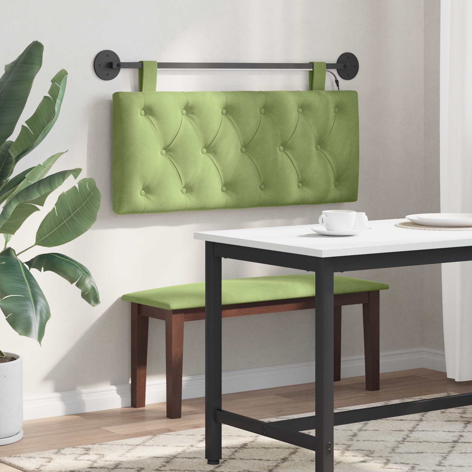 Tête de lit suspendue Avec lumière LED Vert clair Velours - XIOS